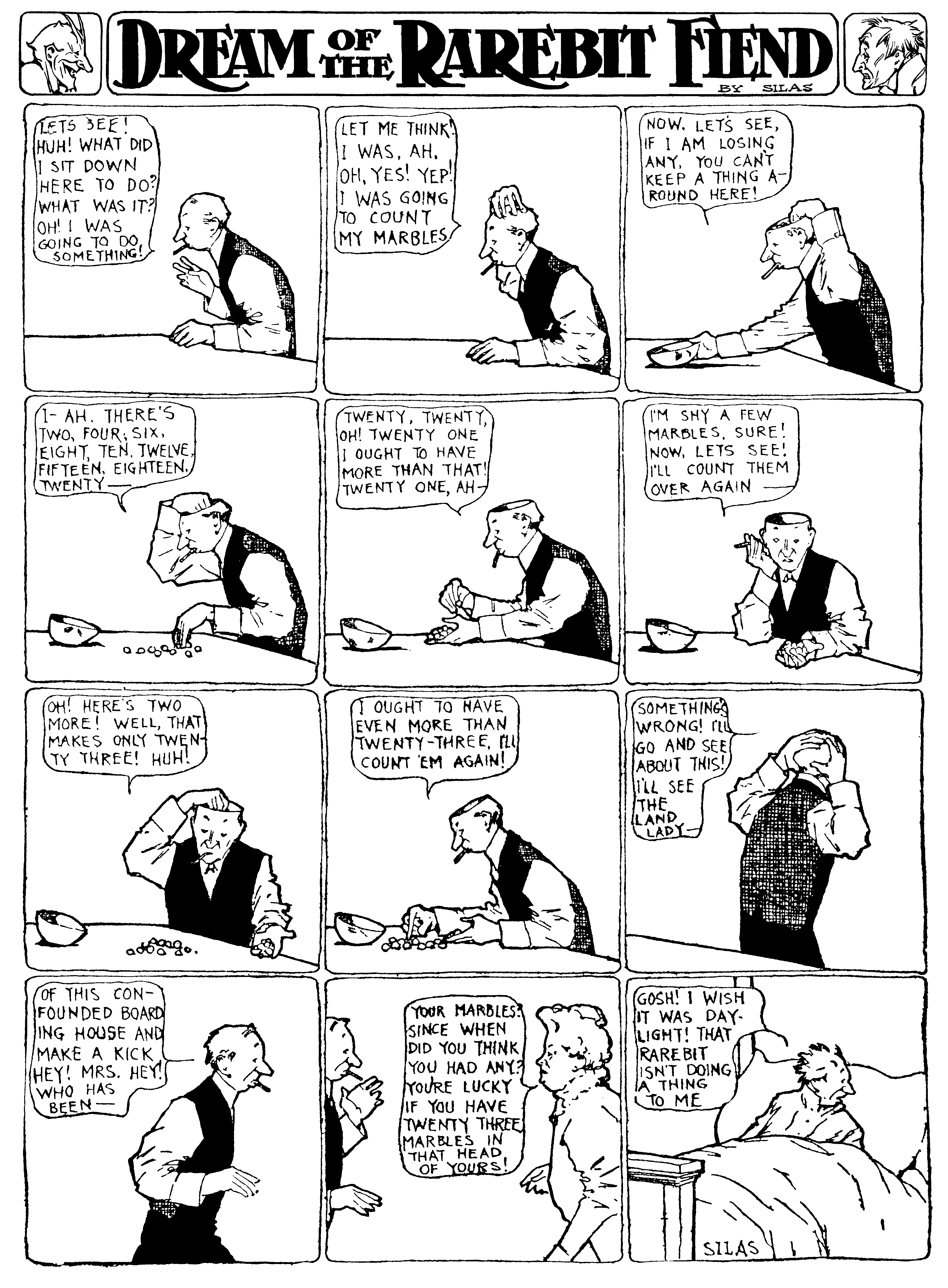 Dream of the Rarebit Fiend, strip 233 of 820. Winsor McCay (1904–1913), public domain. Scan: Internet Archive.
