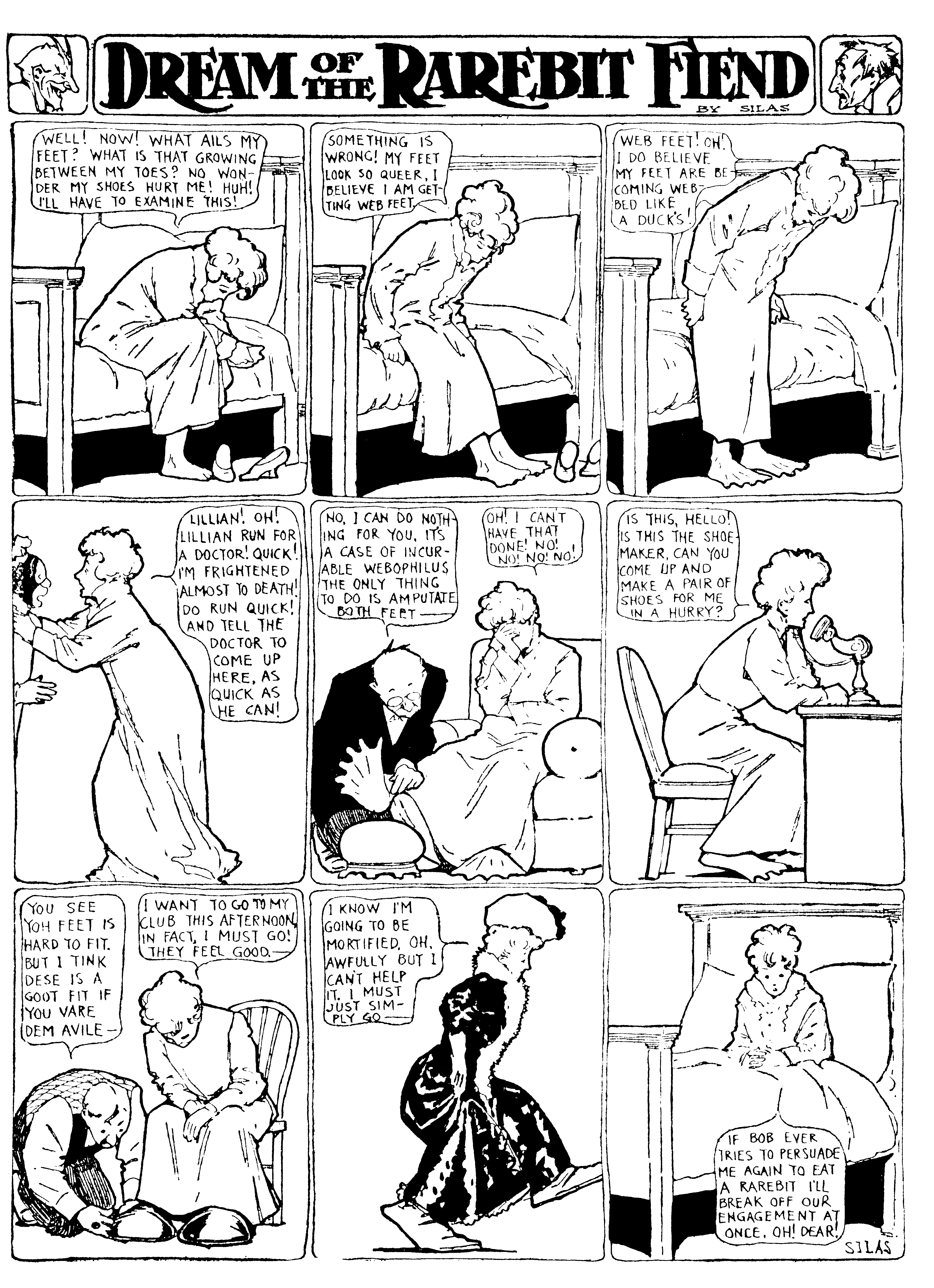 Dream of the Rarebit Fiend, strip 235 of 820. Winsor McCay (1904–1913), public domain. Scan: Internet Archive.