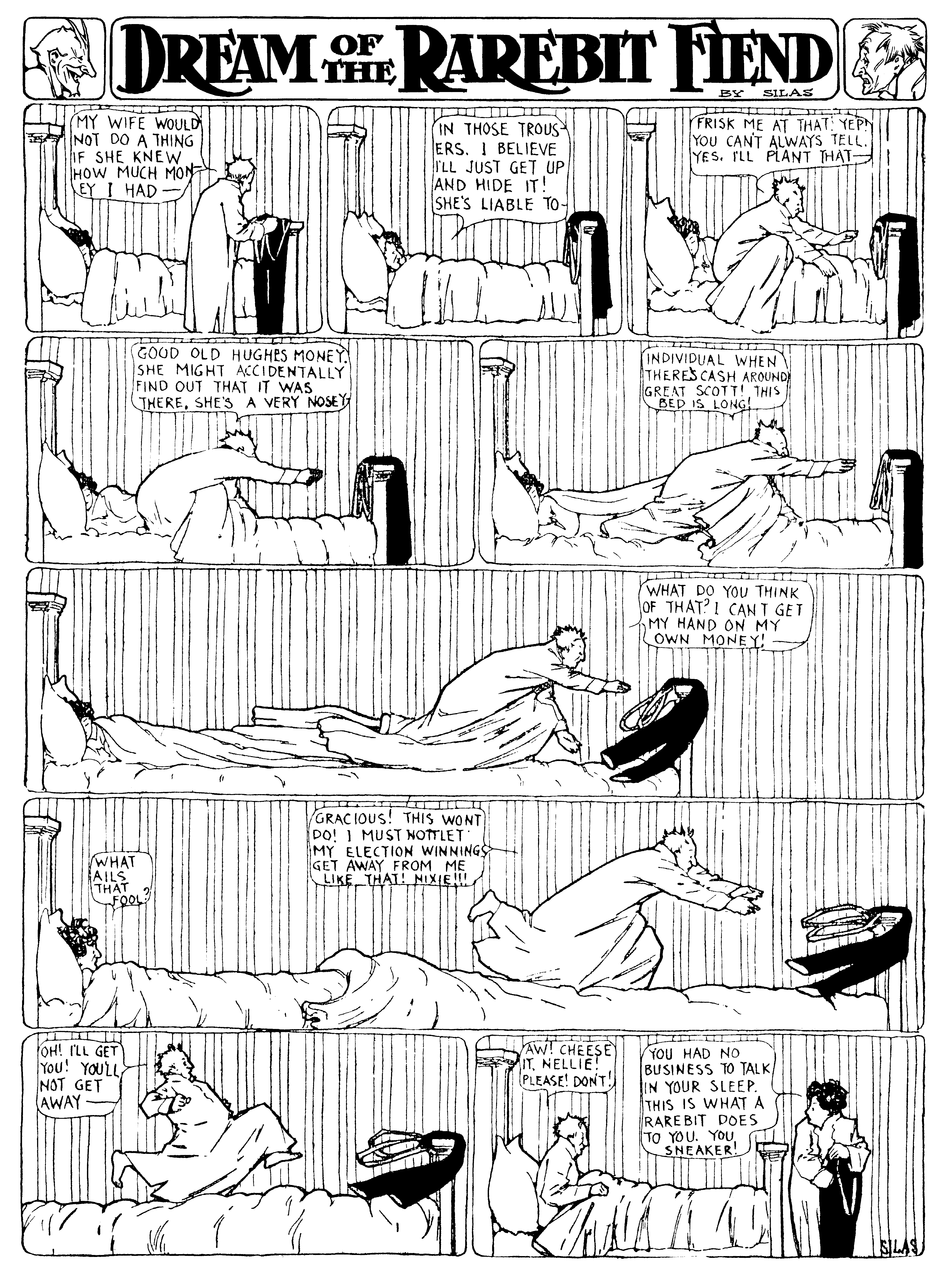 Dream of the Rarebit Fiend, strip 237 of 820. Winsor McCay (1904–1913), public domain. Scan: Internet Archive.
