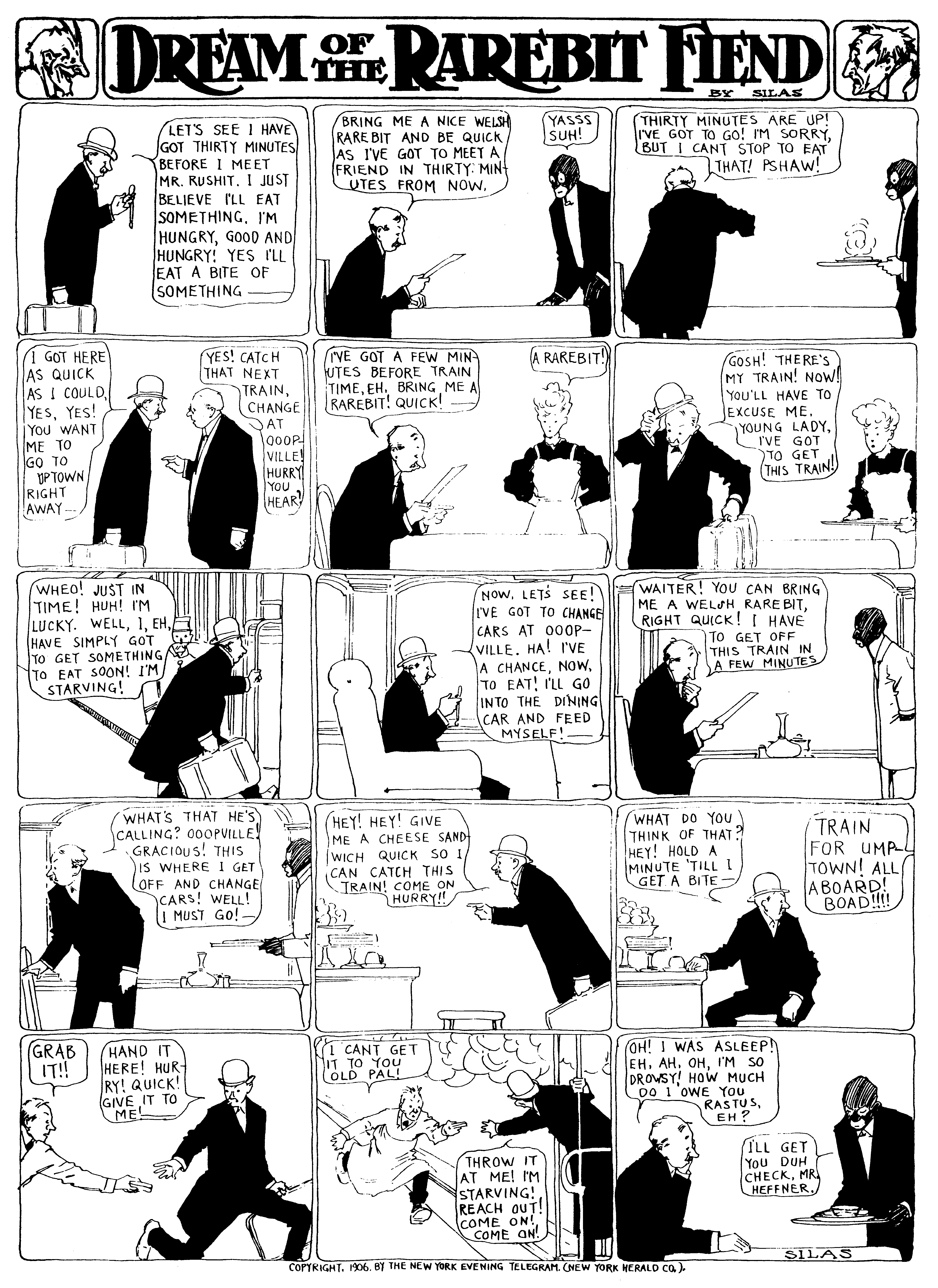 Dream of the Rarebit Fiend, strip 239 of 820. Winsor McCay (1904–1913), public domain. Scan: Internet Archive.