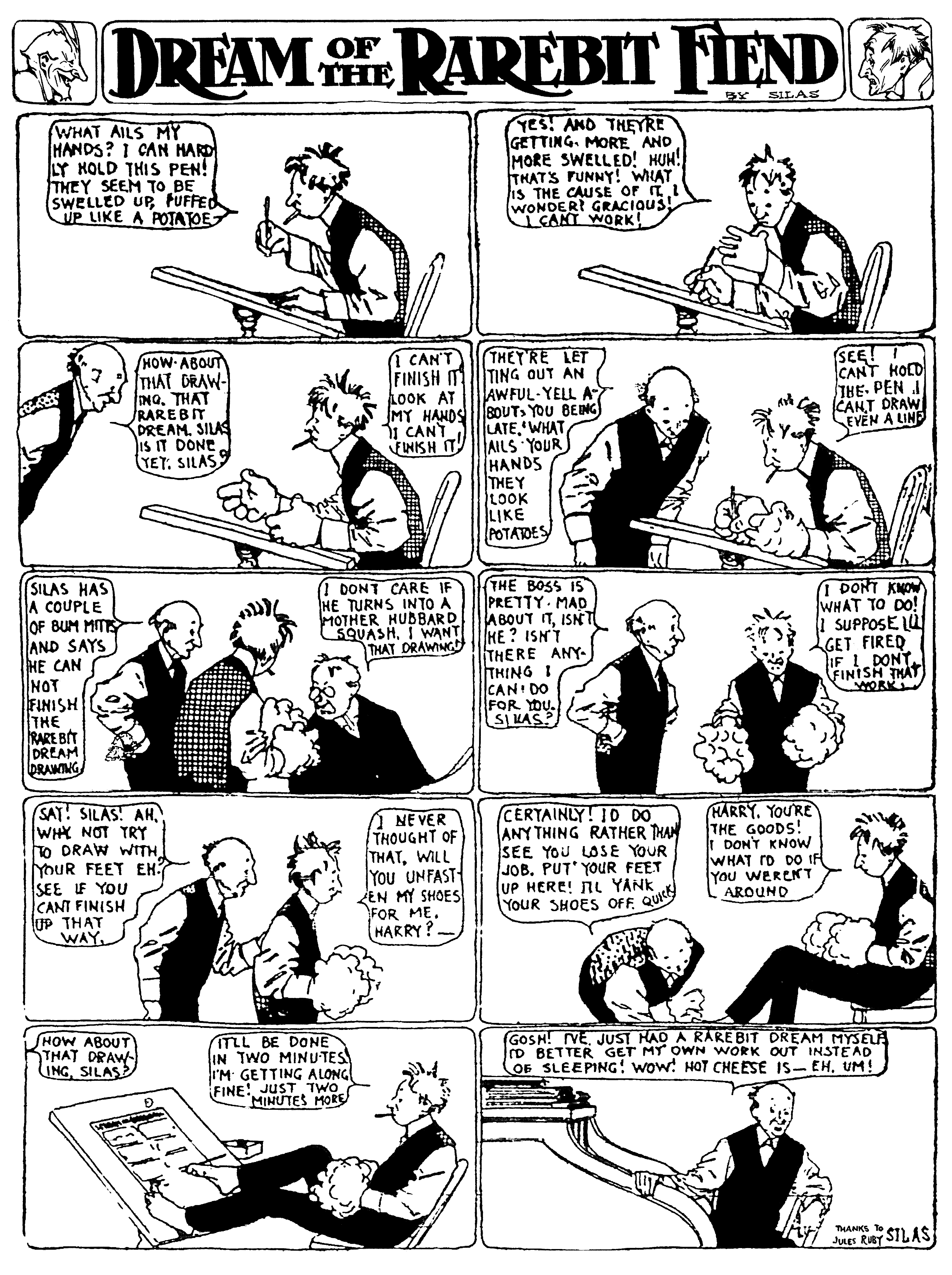 Dream of the Rarebit Fiend, strip 245 of 820. Winsor McCay (1904–1913), public domain. Scan: Internet Archive.