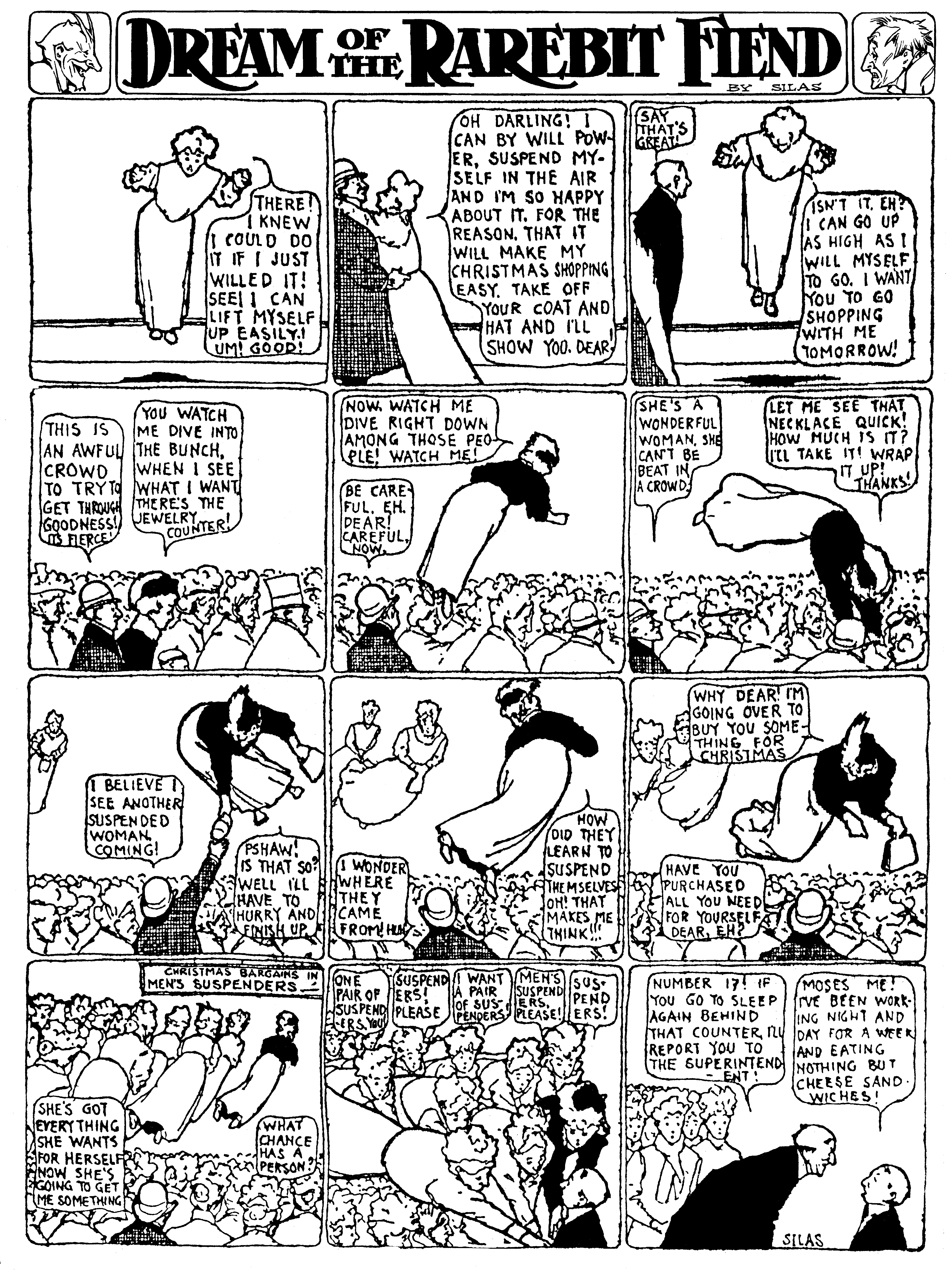 Dream of the Rarebit Fiend, strip 249 of 820. Winsor McCay (1904–1913), public domain. Scan: Internet Archive.