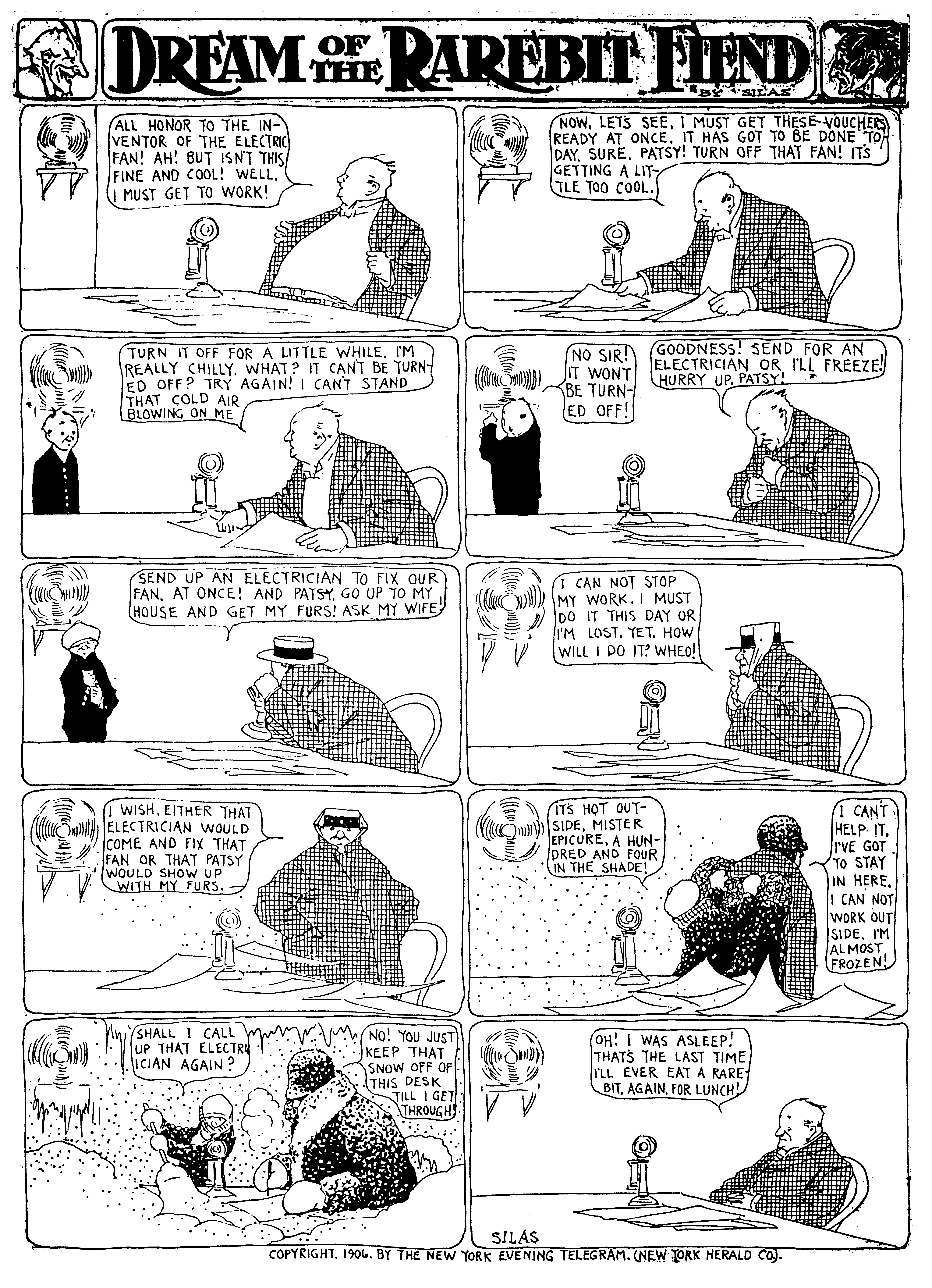 Dream of the Rarebit Fiend, strip 206 of 820. Winsor McCay (1904–1913), public domain. Scan: Internet Archive.