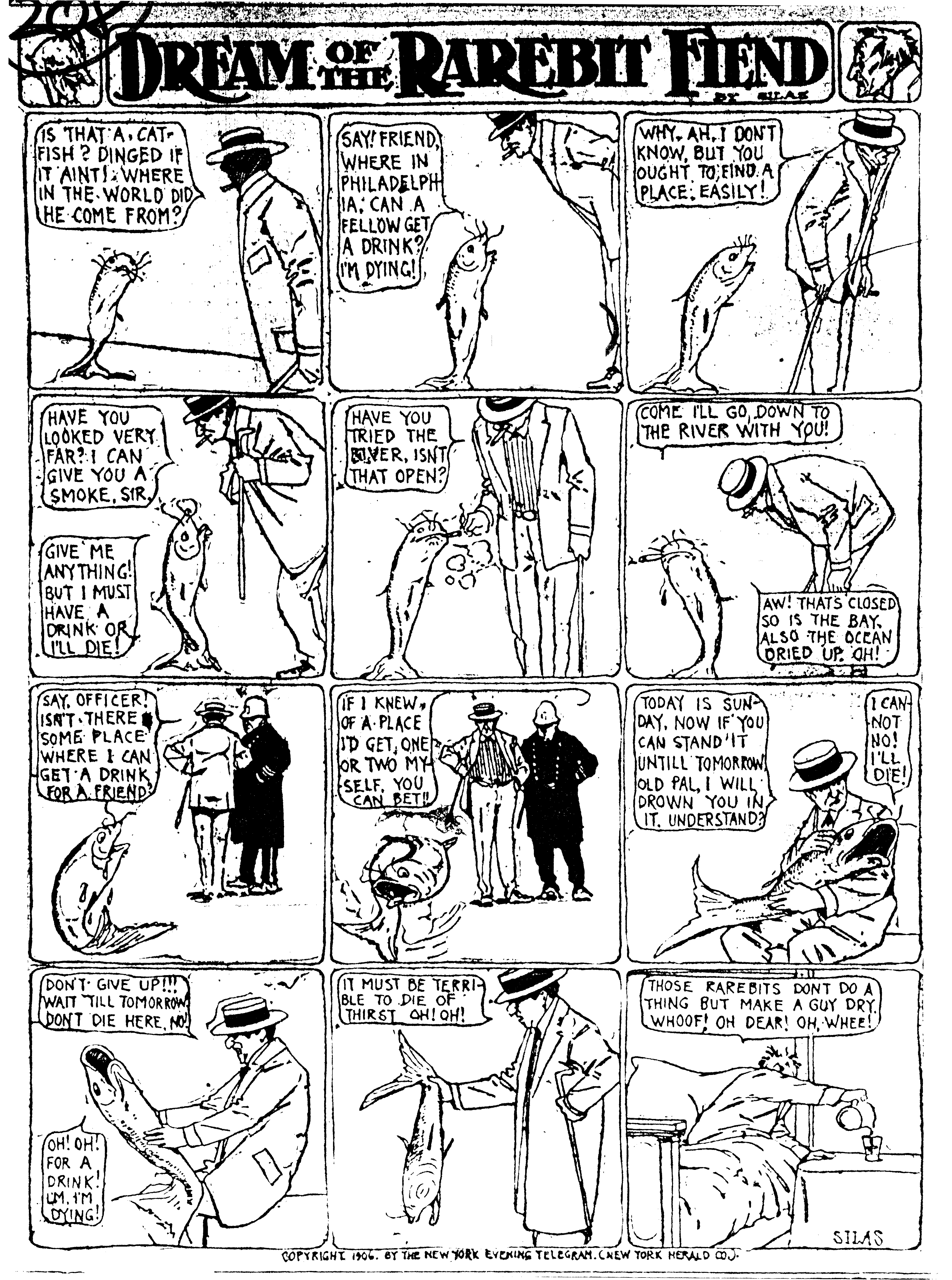 Dream of the Rarebit Fiend, strip 208 of 820. Winsor McCay (1904–1913), public domain. Scan: Internet Archive.