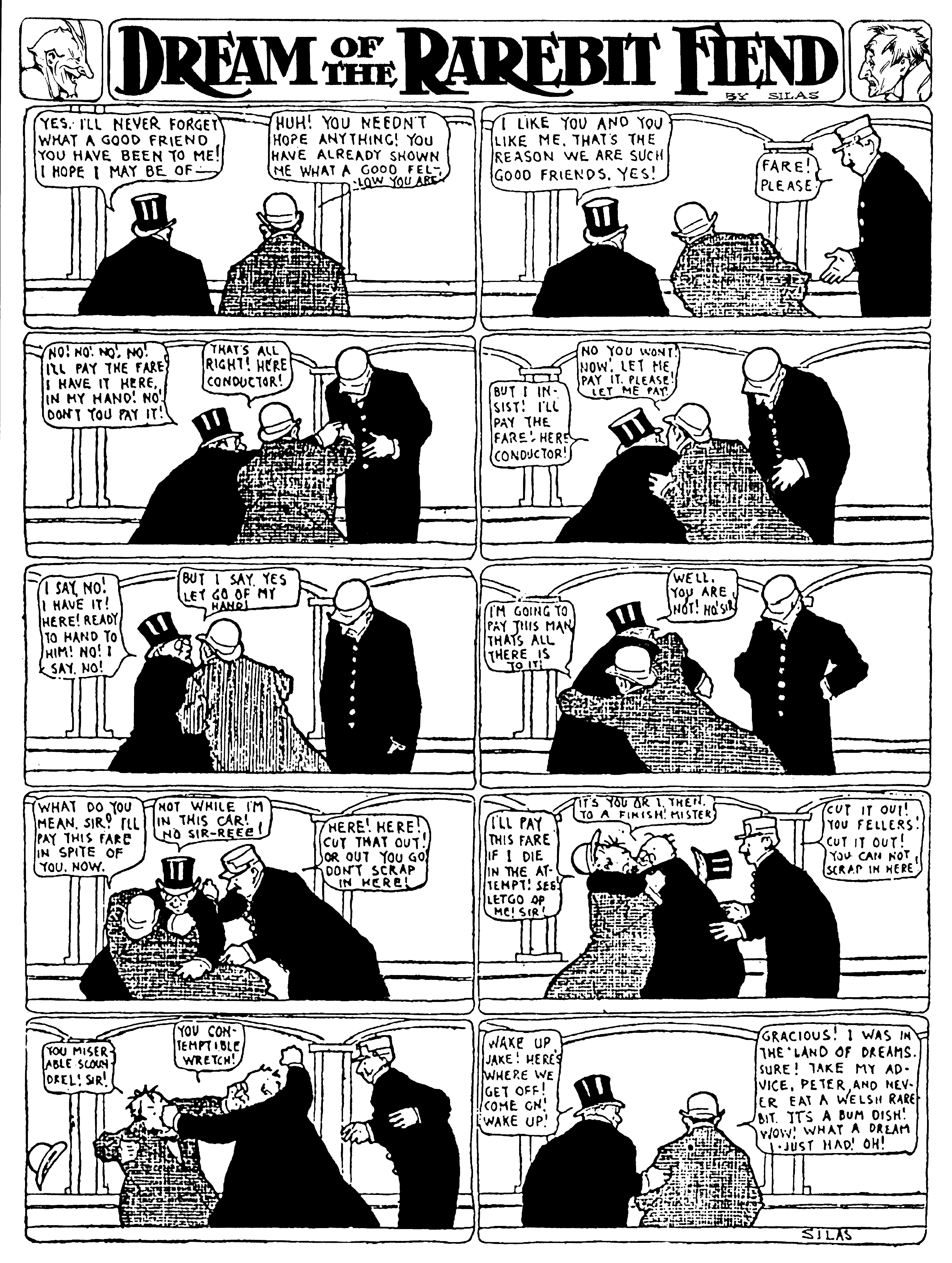 Dream of the Rarebit Fiend, strip 270 of 820. Winsor McCay (1904–1913), public domain. Scan: Internet Archive.