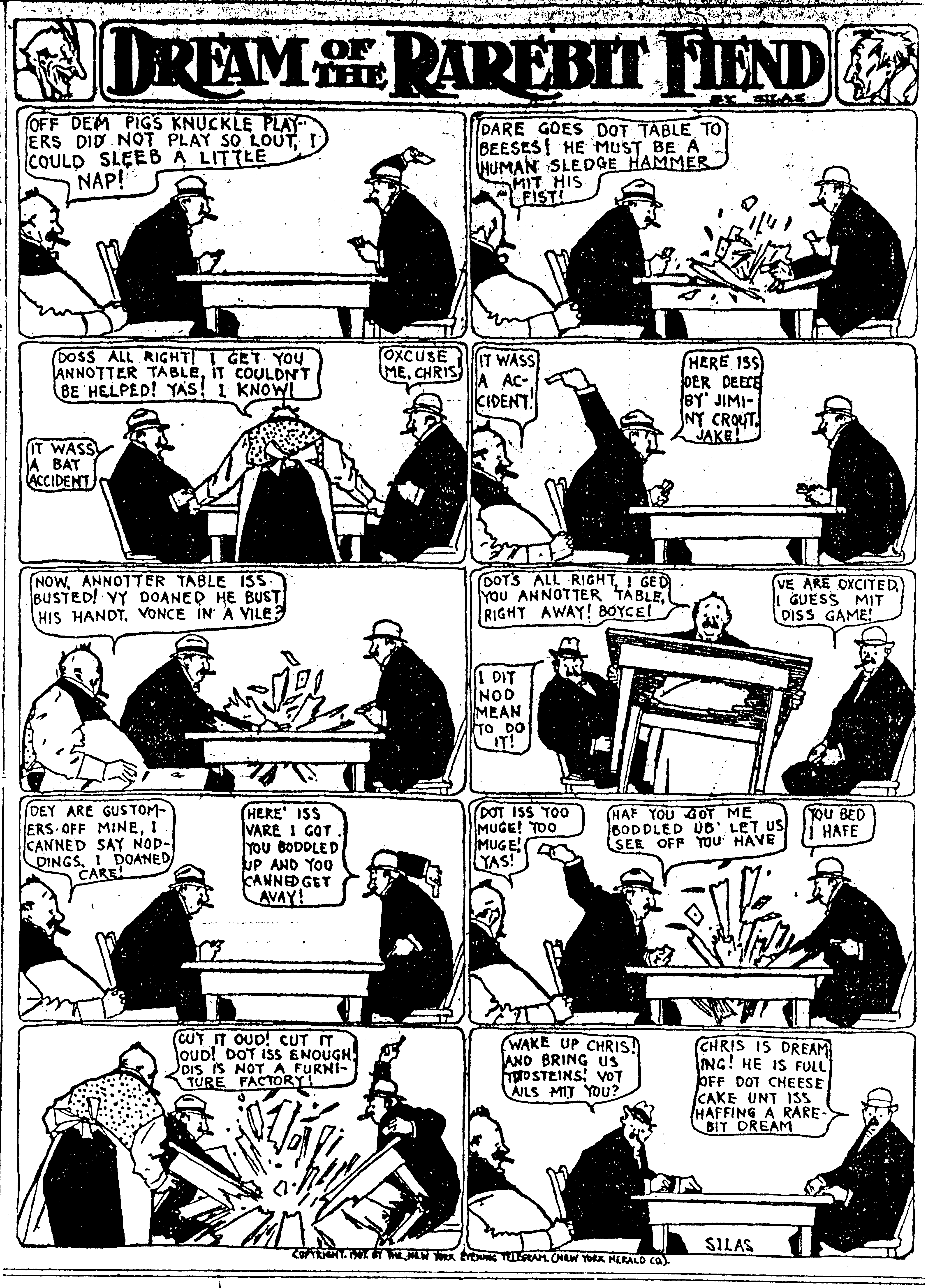 Dream of the Rarebit Fiend, strip 278 of 820. Winsor McCay (1904–1913), public domain. Scan: Internet Archive.