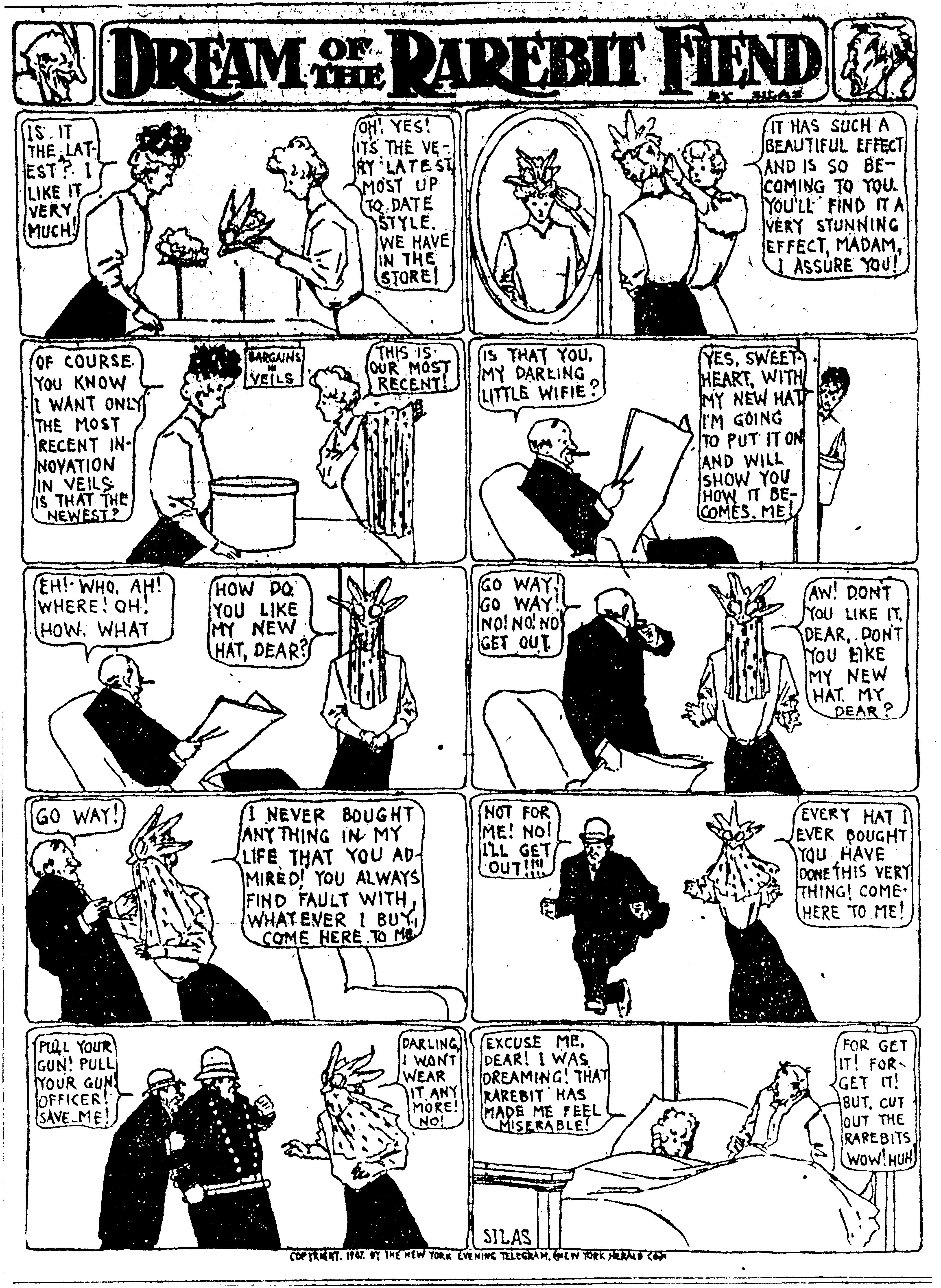 Dream of the Rarebit Fiend, strip 280 of 820. Winsor McCay (1904–1913), public domain. Scan: Internet Archive.