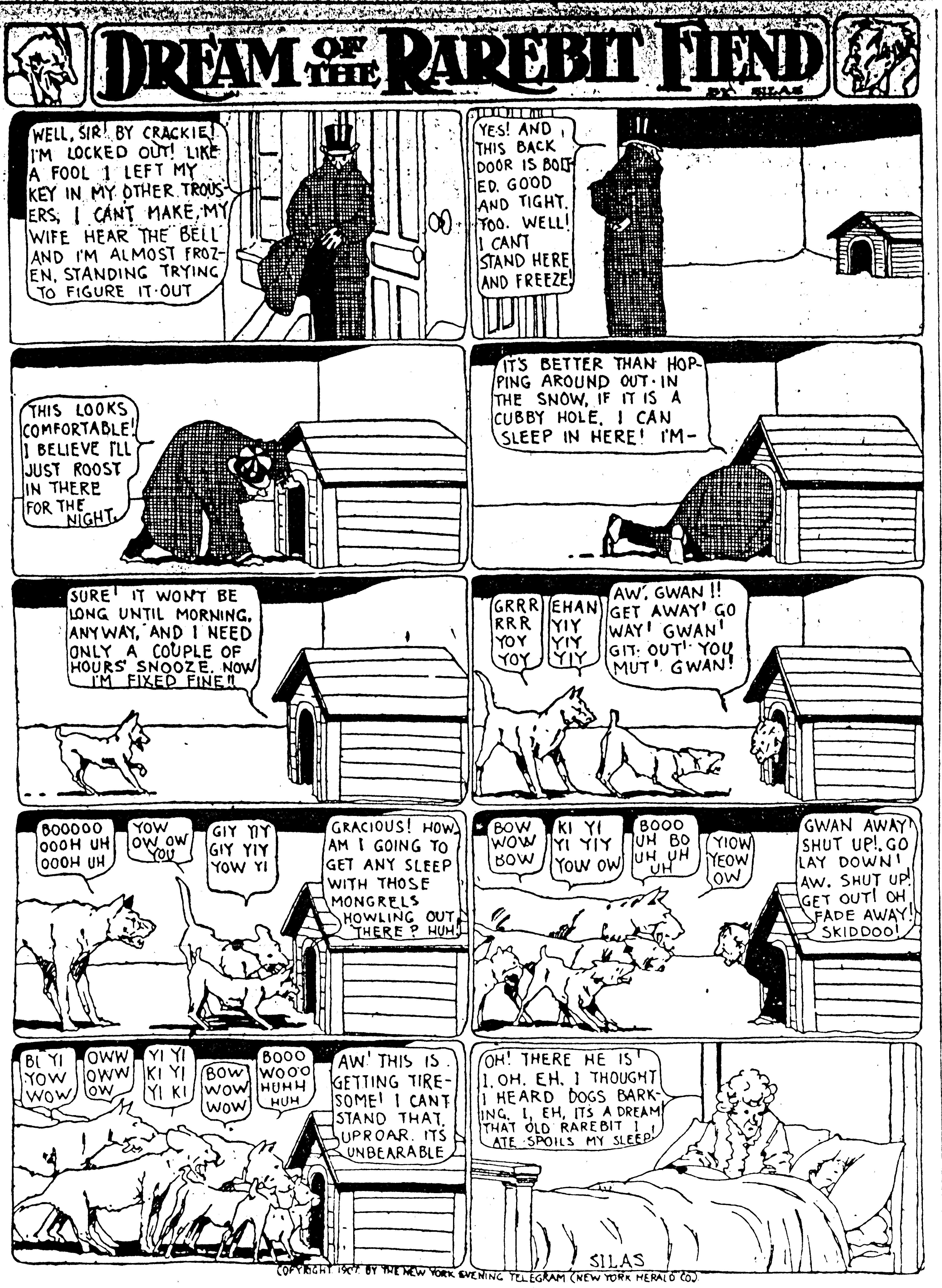 Dream of the Rarebit Fiend, strip 254 of 820. Winsor McCay (1904–1913), public domain. Scan: Internet Archive.