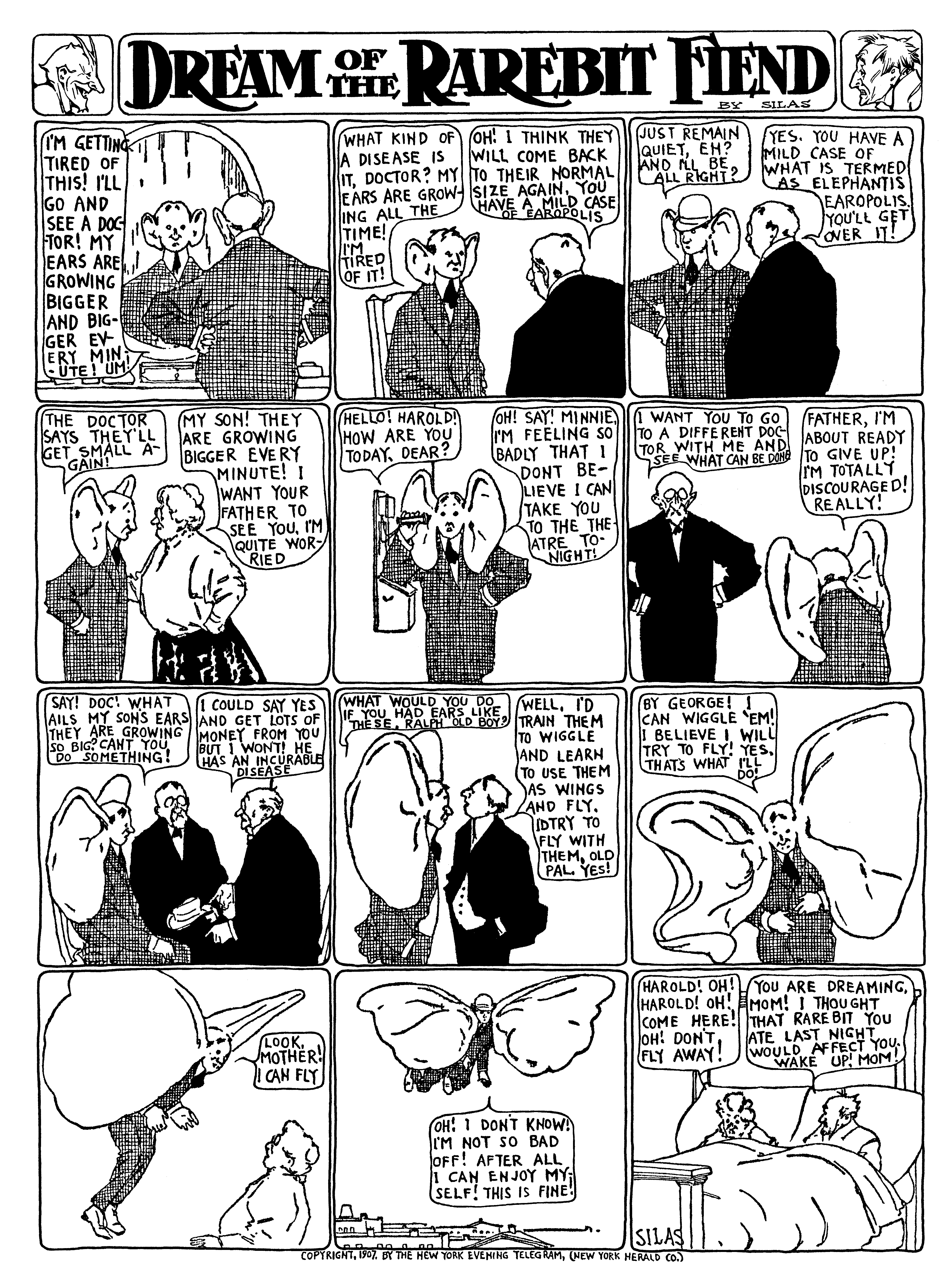 Dream of the Rarebit Fiend, strip 282 of 820. Winsor McCay (1904–1913), public domain. Scan: Internet Archive.