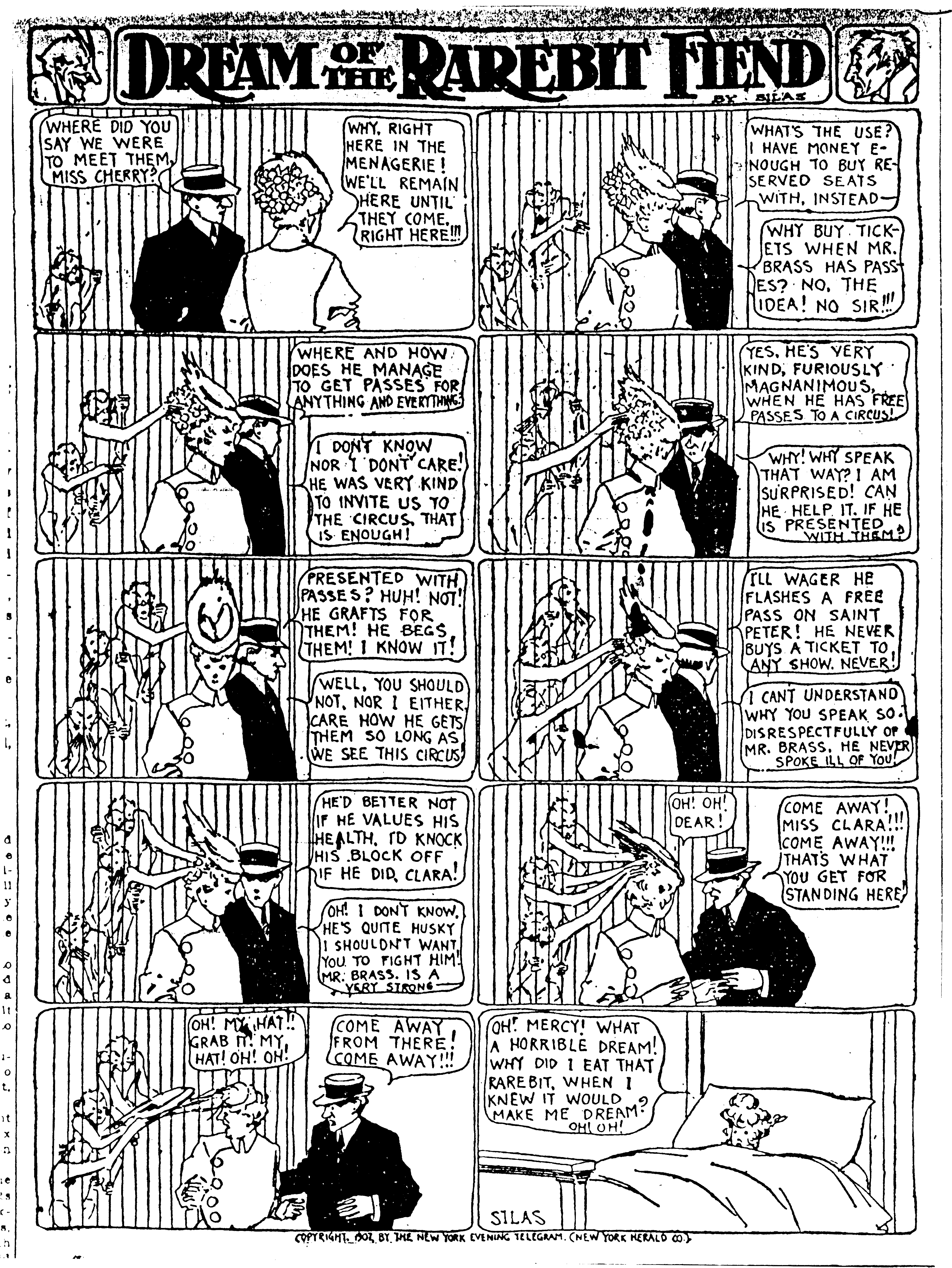 Dream of the Rarebit Fiend, strip 285 of 820. Winsor McCay (1904–1913), public domain. Scan: Internet Archive.