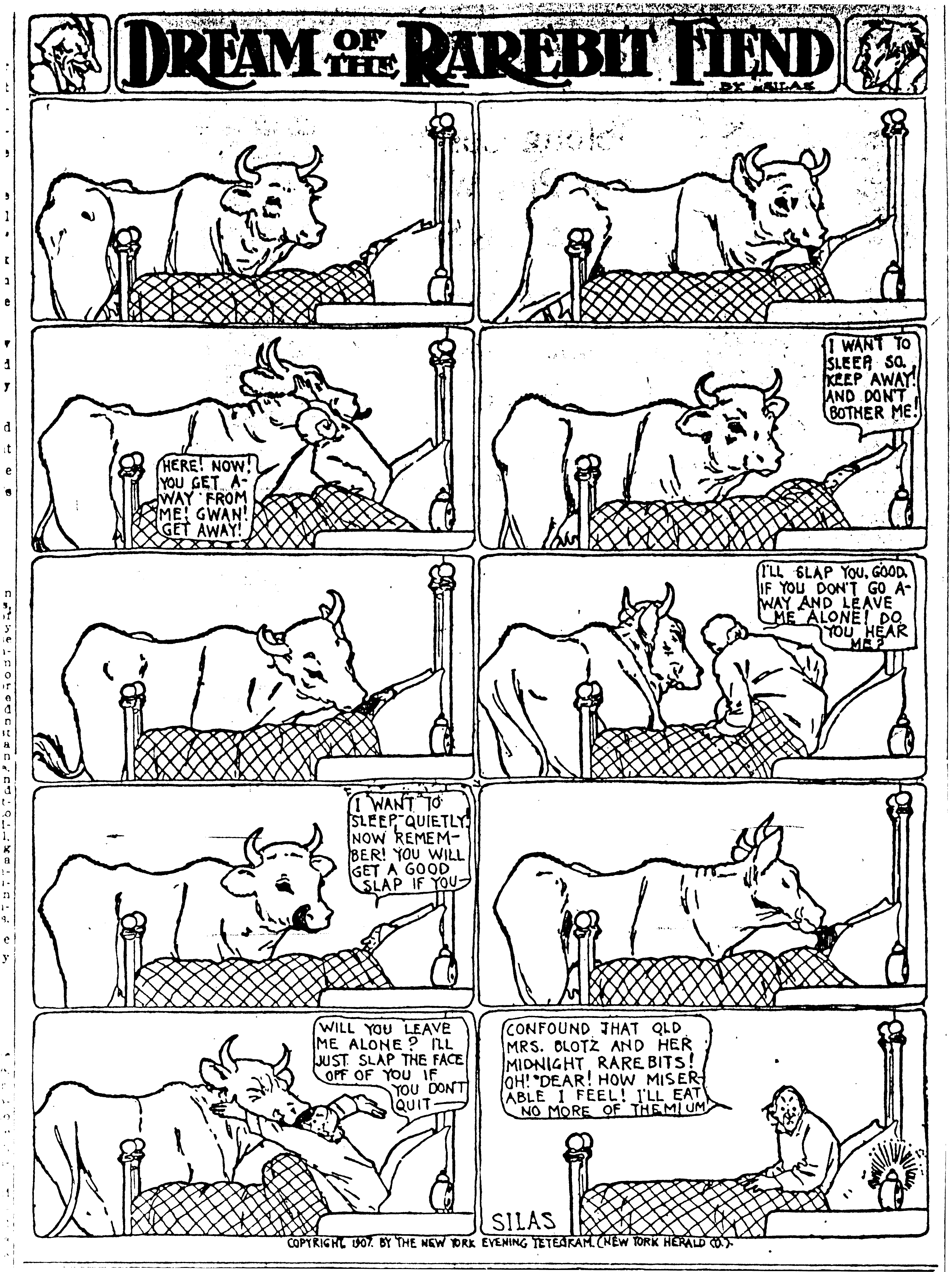 Dream of the Rarebit Fiend, strip 287 of 820. Winsor McCay (1904–1913), public domain. Scan: Internet Archive.