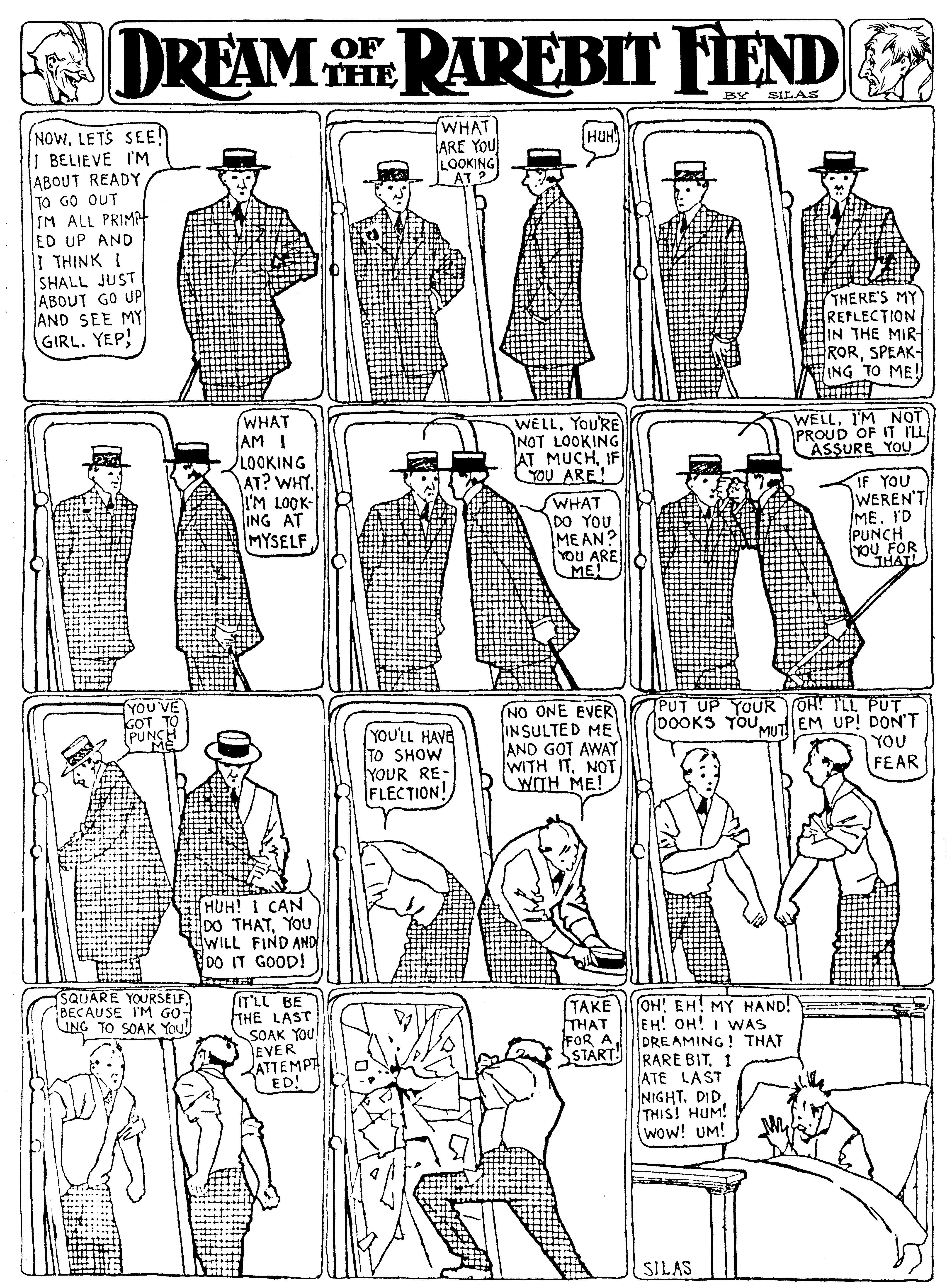 Dream of the Rarebit Fiend, strip 289 of 820. Winsor McCay (1904–1913), public domain. Scan: Internet Archive.