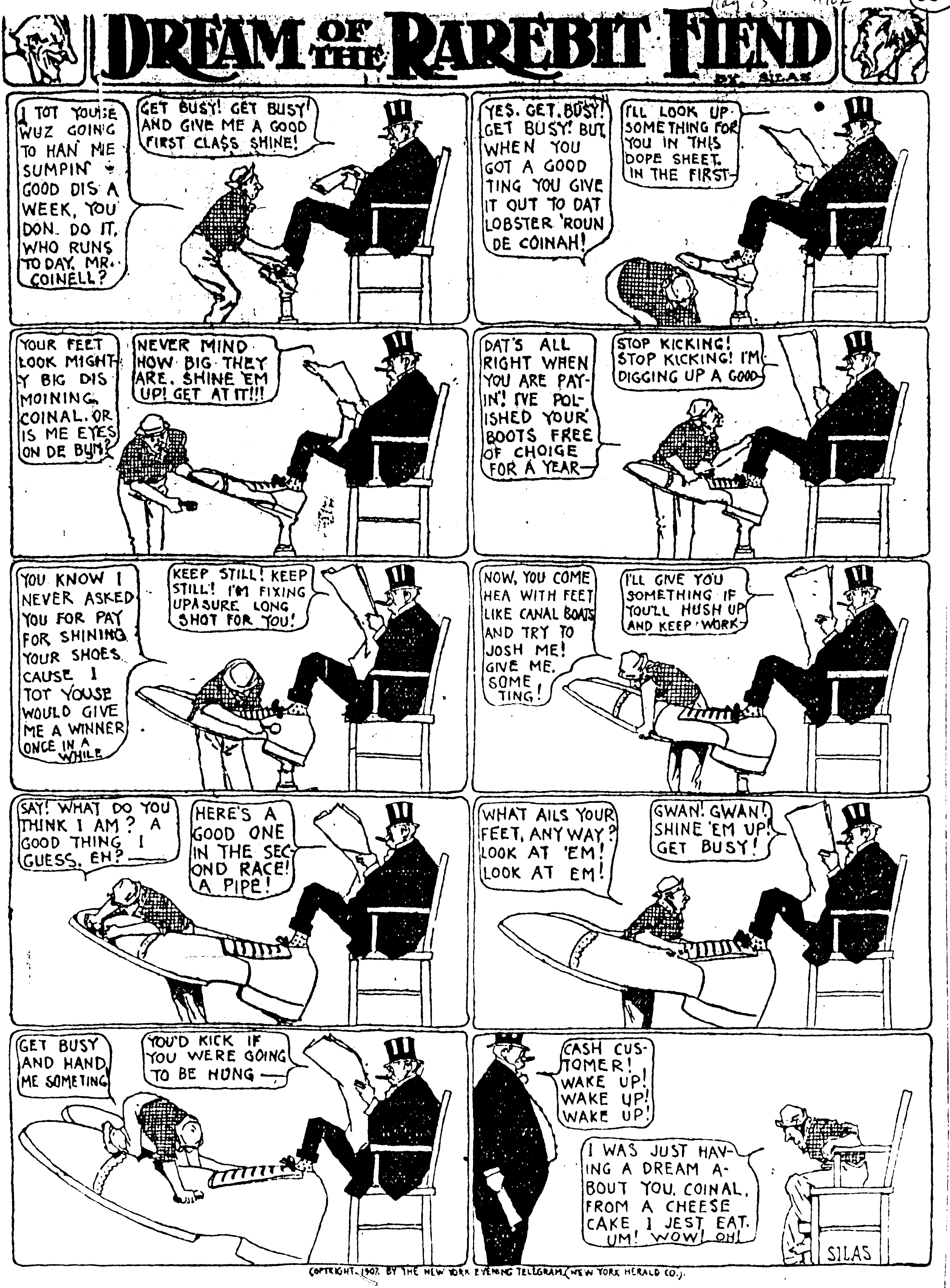 Dream of the Rarebit Fiend, strip 291 of 820. Winsor McCay (1904–1913), public domain. Scan: Internet Archive.