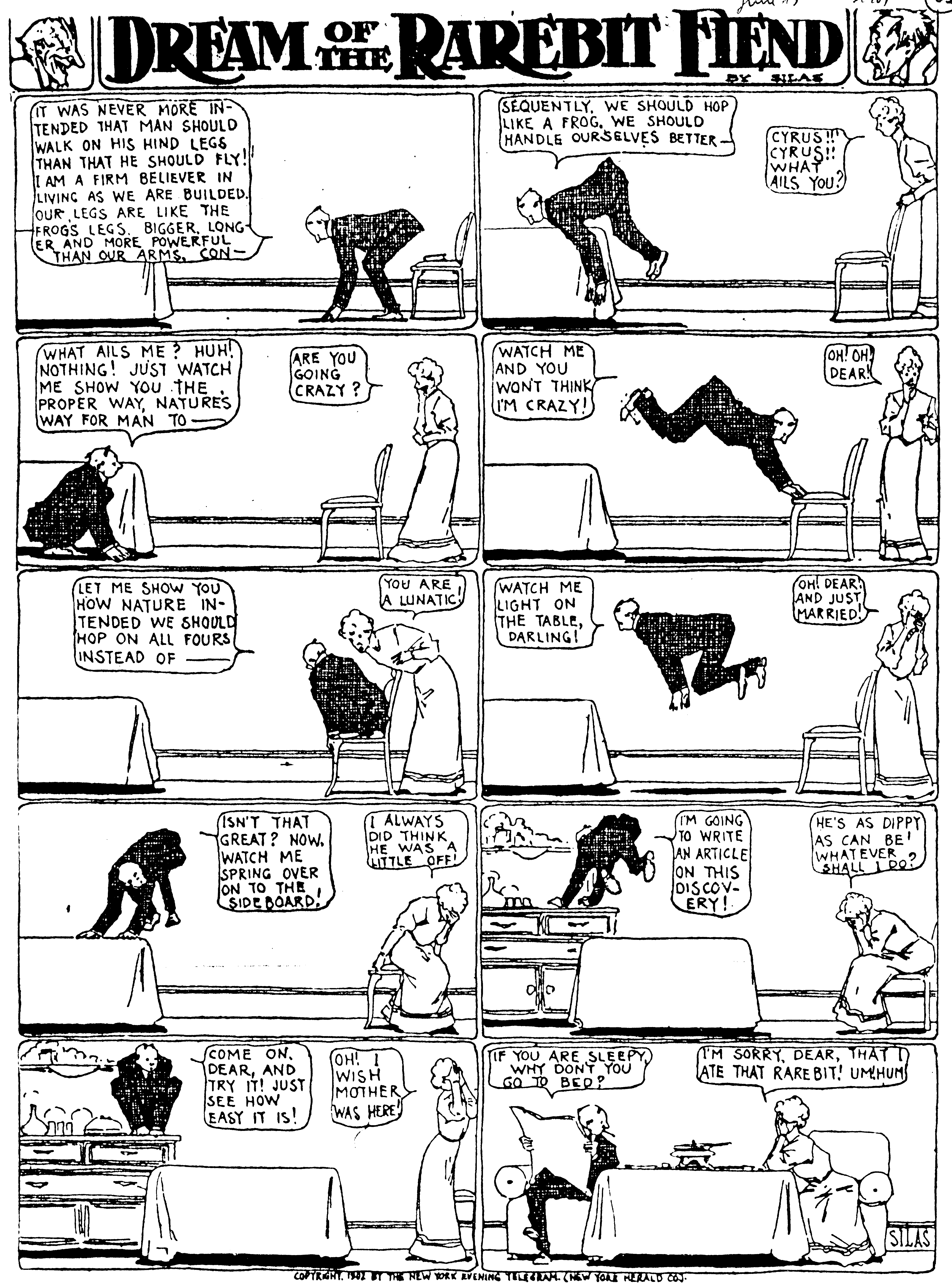 Dream of the Rarebit Fiend, strip 297 of 820. Winsor McCay (1904–1913), public domain. Scan: Internet Archive.