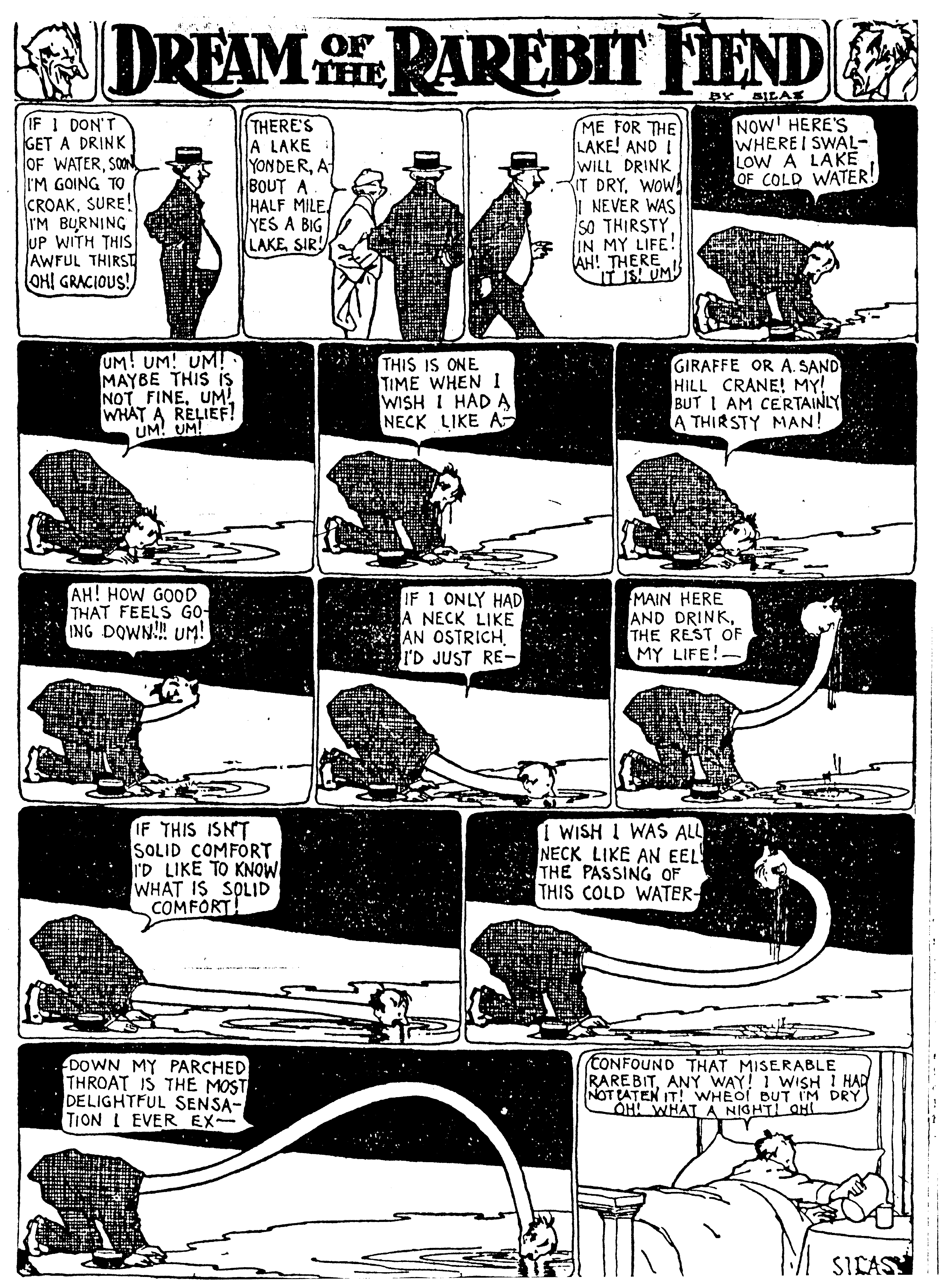 Dream of the Rarebit Fiend, strip 299 of 820. Winsor McCay (1904–1913), public domain. Scan: Internet Archive.