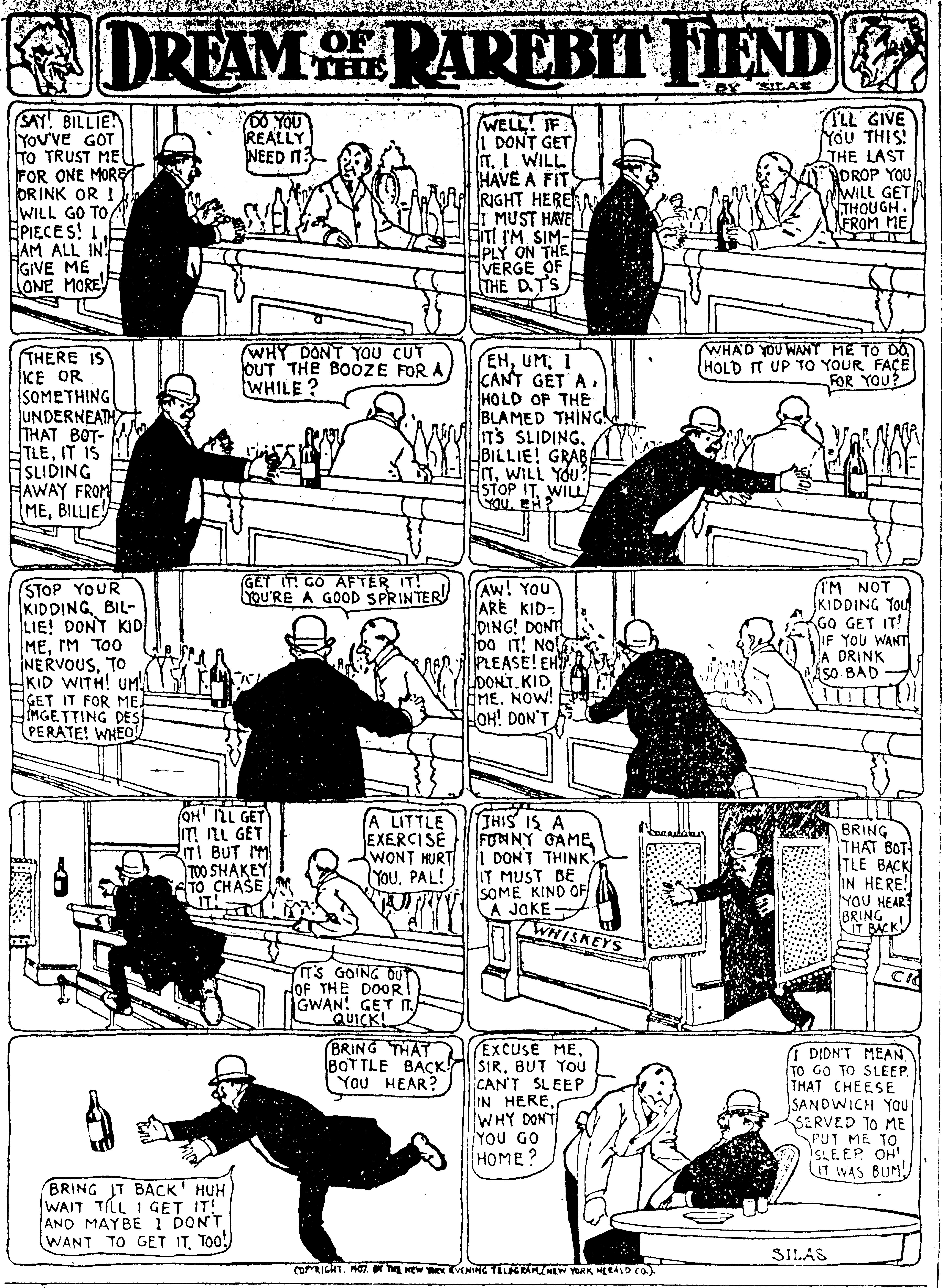 Dream of the Rarebit Fiend, strip 260 of 820. Winsor McCay (1904–1913), public domain. Scan: Internet Archive.