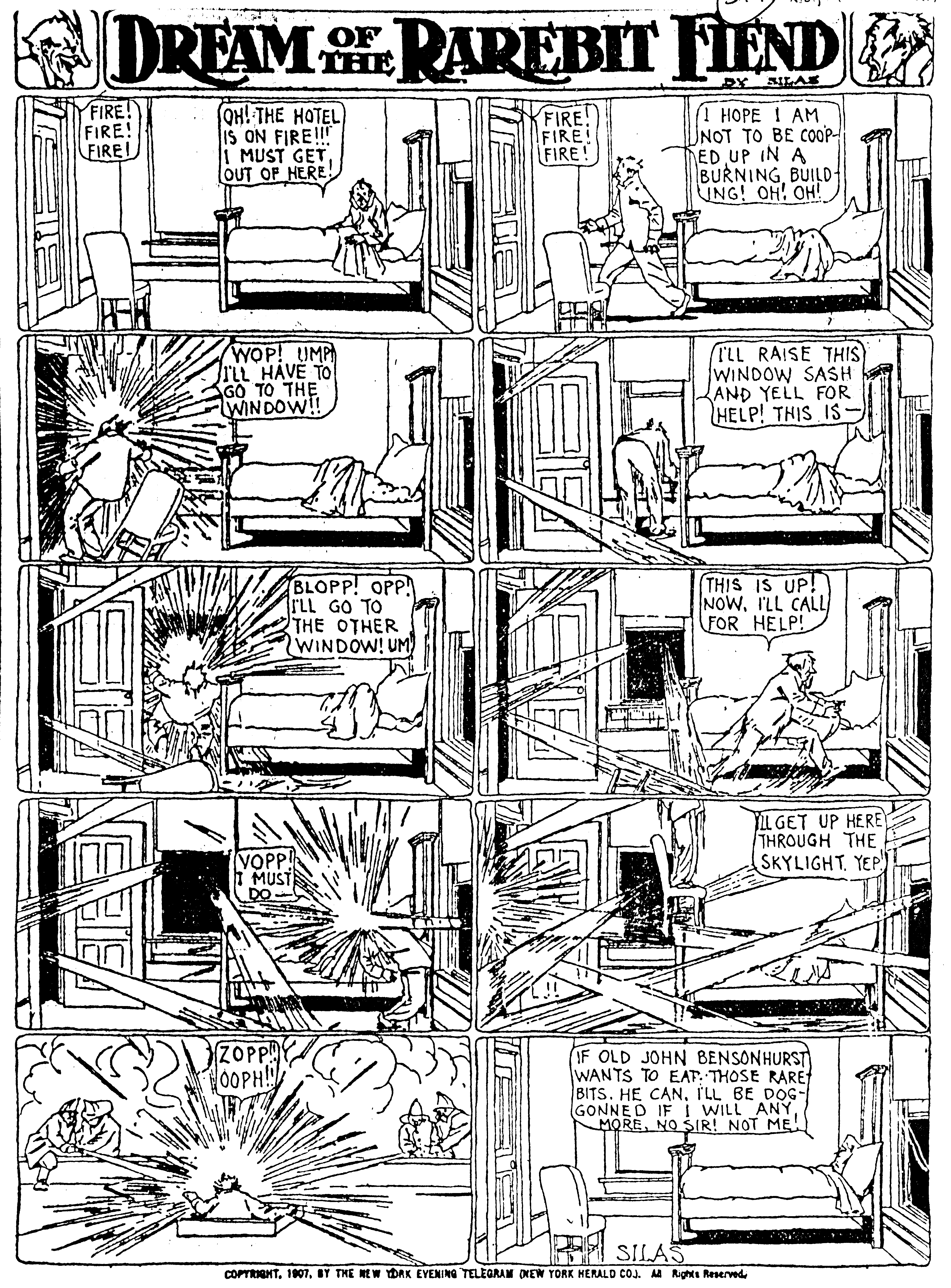 Dream of the Rarebit Fiend, strip 311 of 820. Winsor McCay (1904–1913), public domain. Scan: Internet Archive.