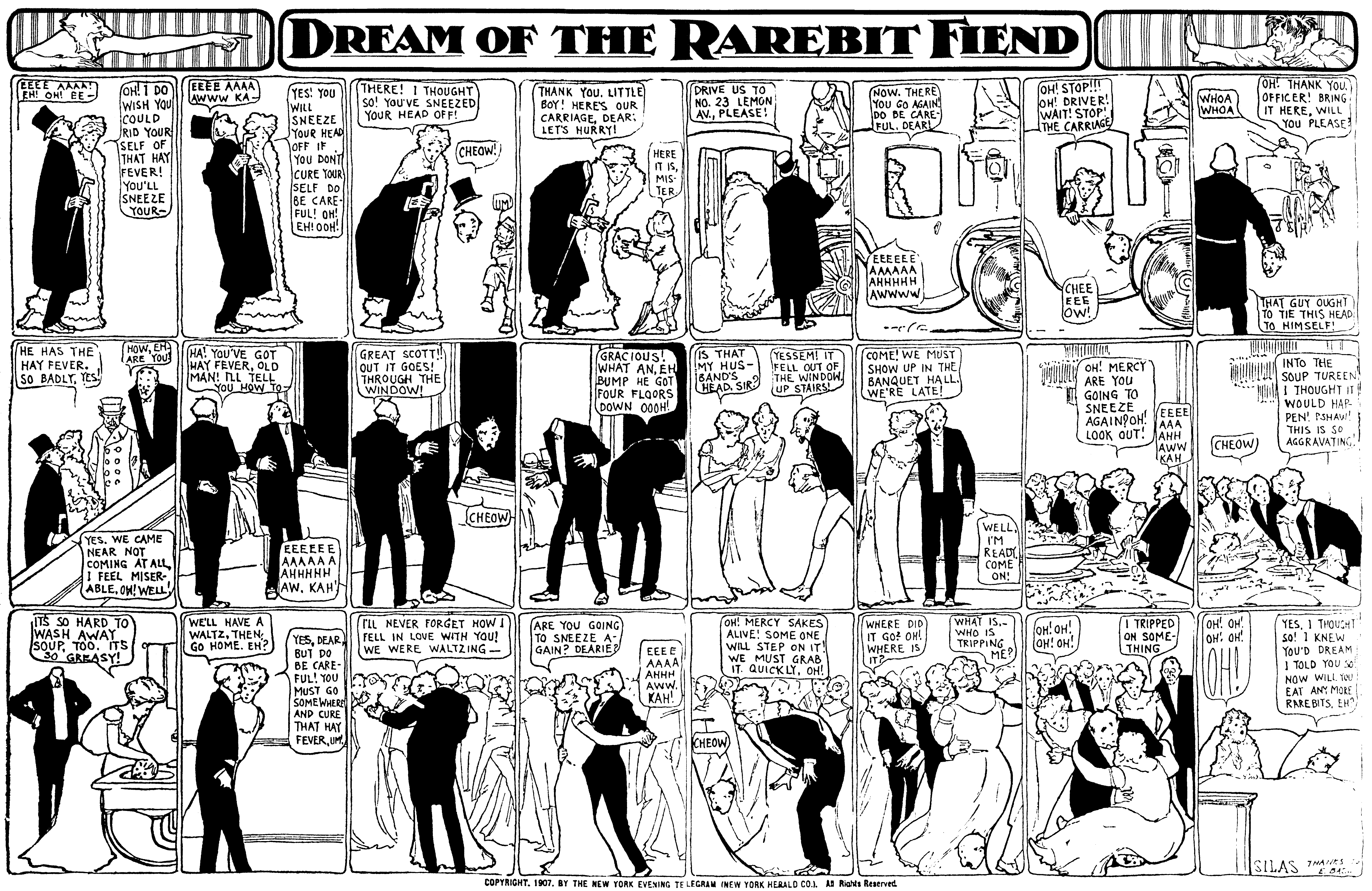 Dream of the Rarebit Fiend, strip 312 of 820. Winsor McCay (1904–1913), public domain. Scan: Internet Archive.