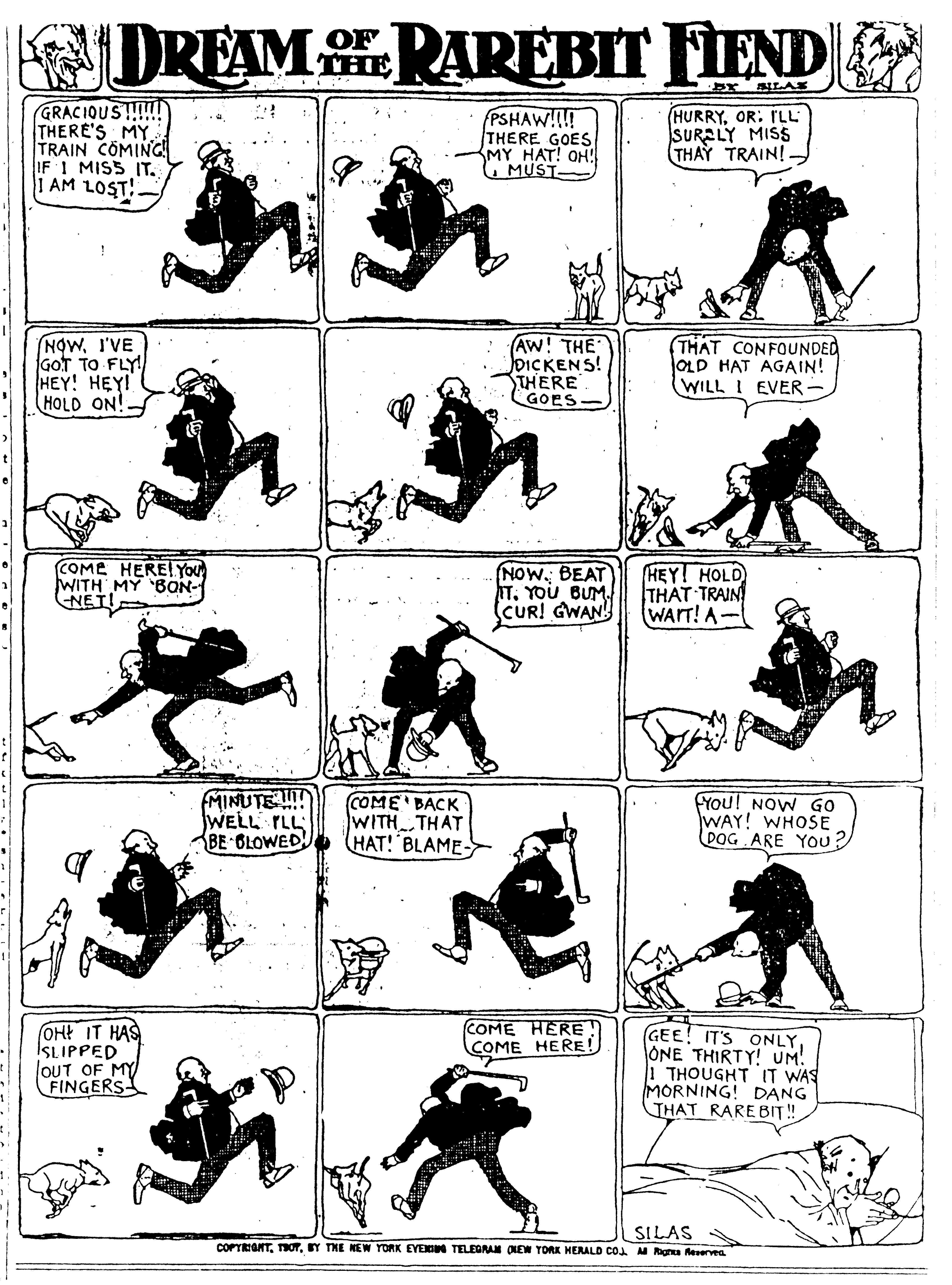 Dream of the Rarebit Fiend, strip 317 of 820. Winsor McCay (1904–1913), public domain. Scan: Internet Archive.