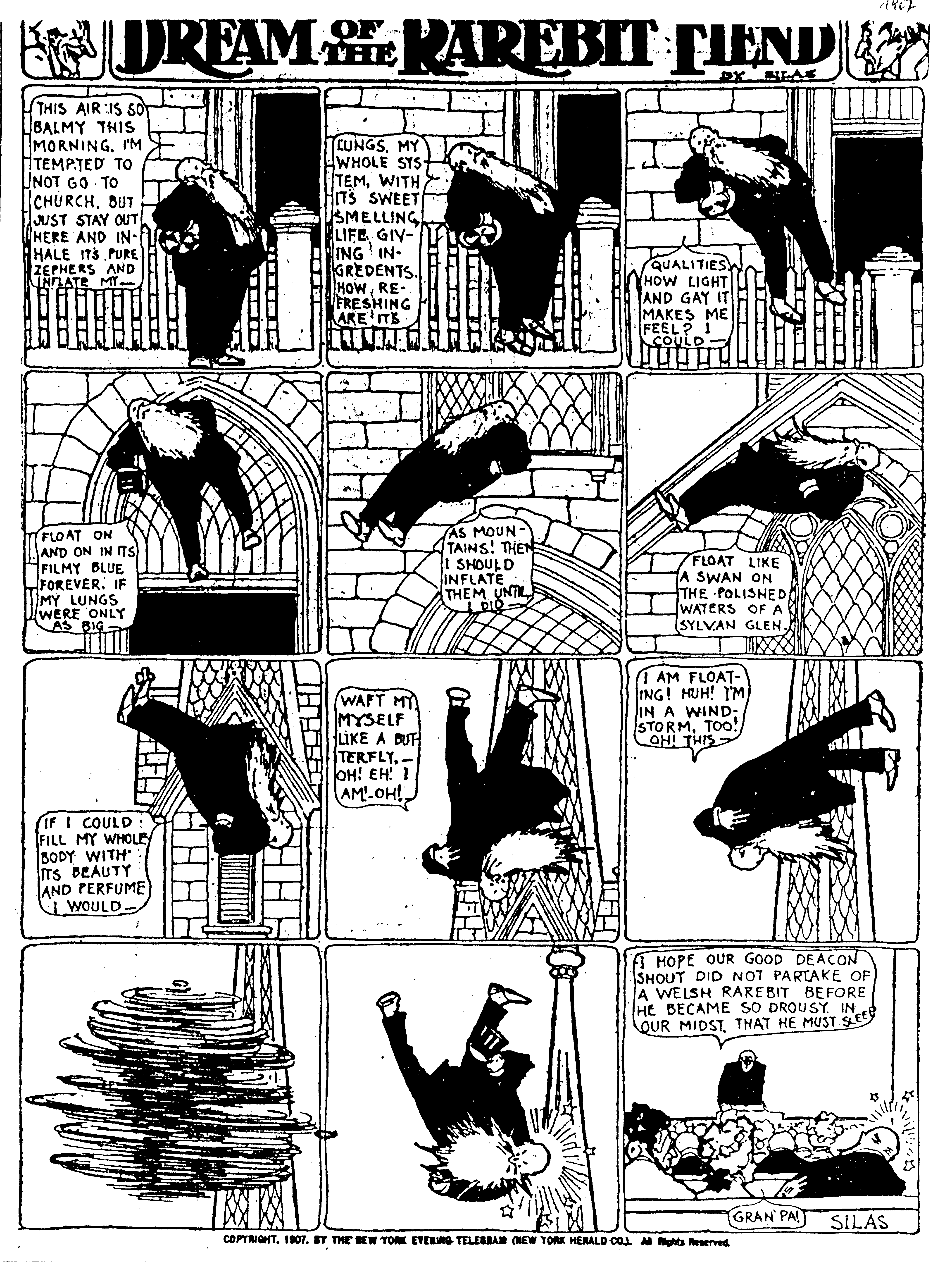 Dream of the Rarebit Fiend, strip 319 of 820. Winsor McCay (1904–1913), public domain. Scan: Internet Archive.