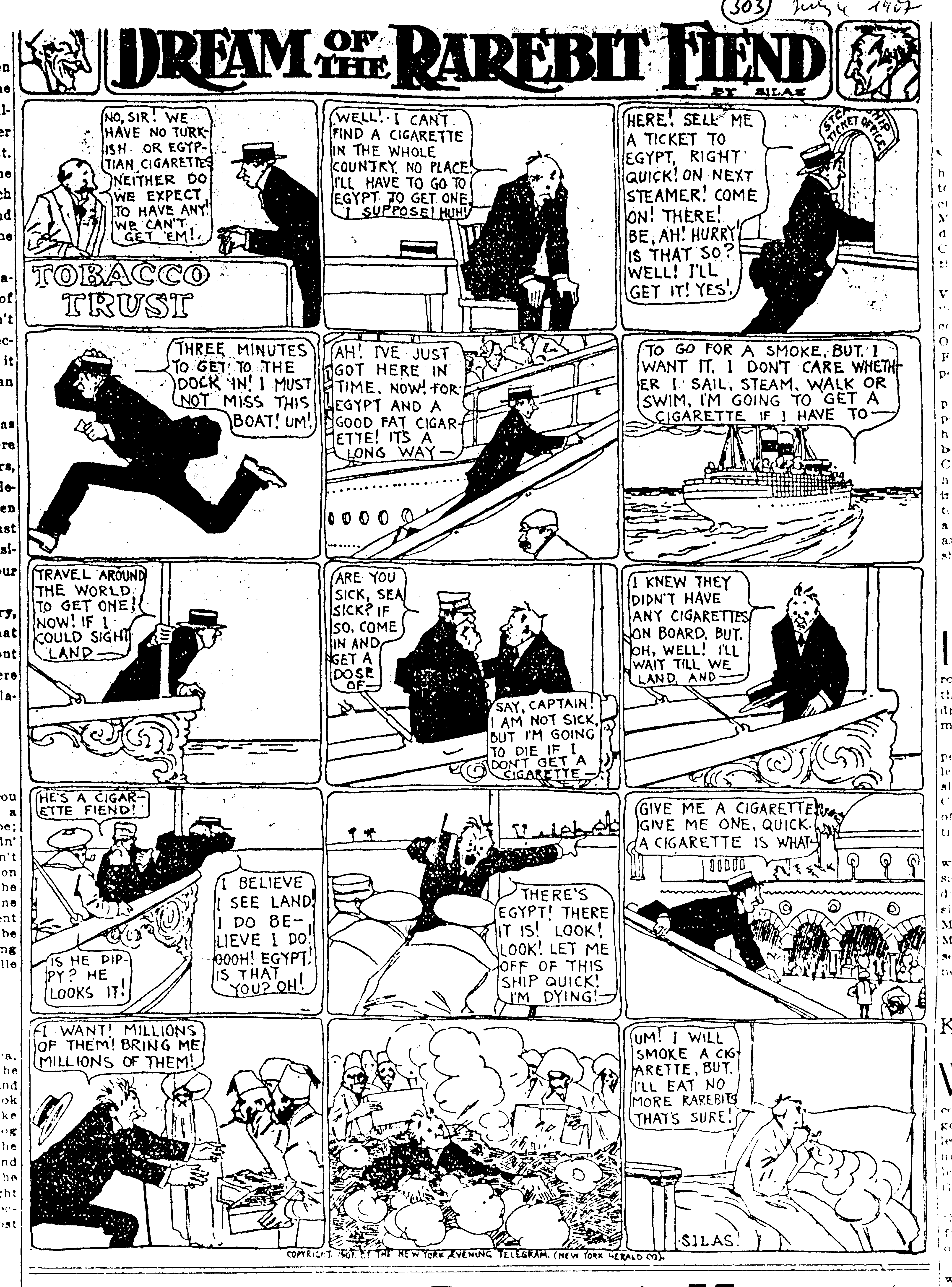 Dream of the Rarebit Fiend, strip 303 of 820. Winsor McCay (1904–1913), public domain. Scan: Internet Archive.