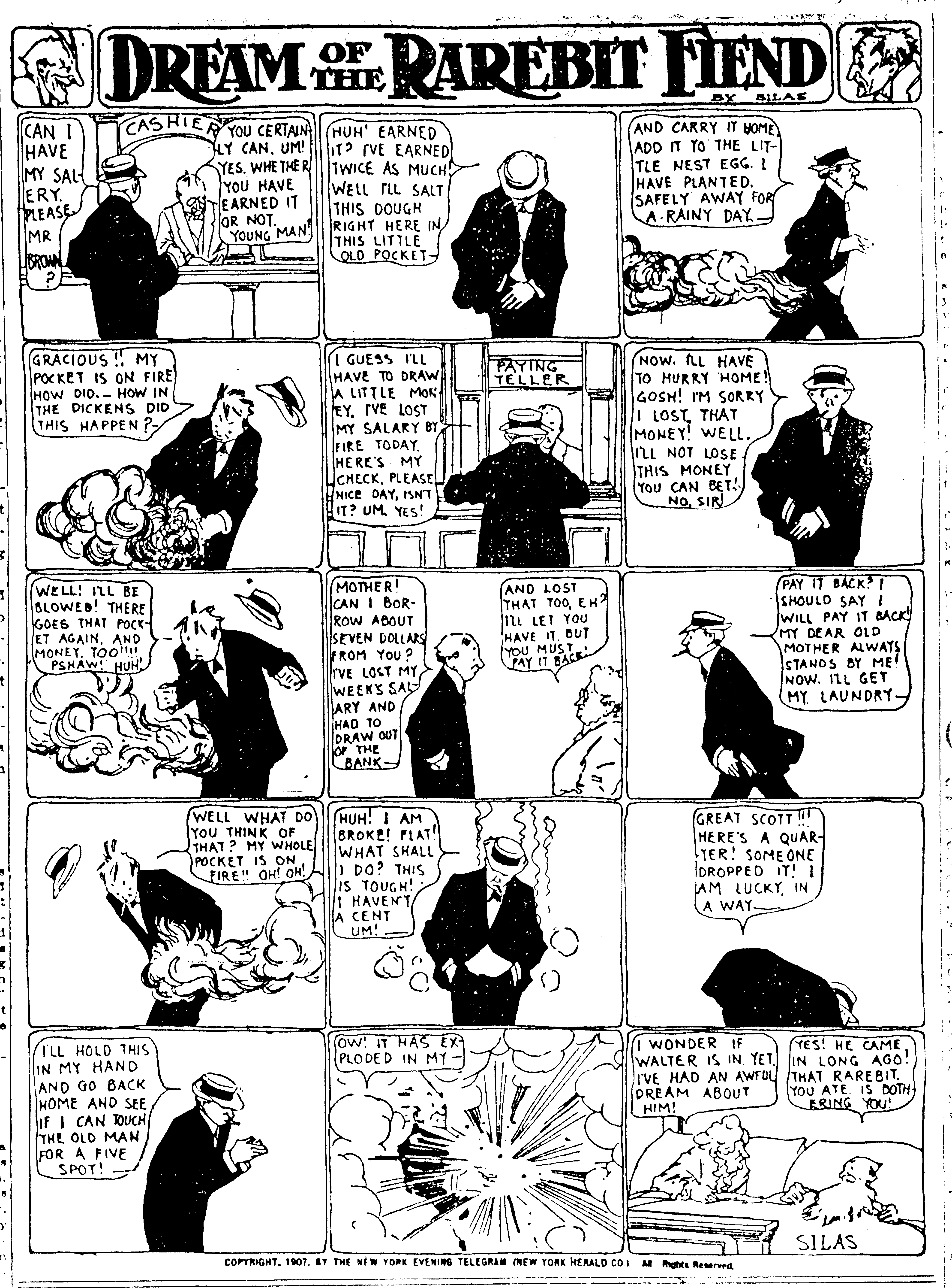 Dream of the Rarebit Fiend, strip 325 of 820. Winsor McCay (1904–1913), public domain. Scan: Internet Archive.