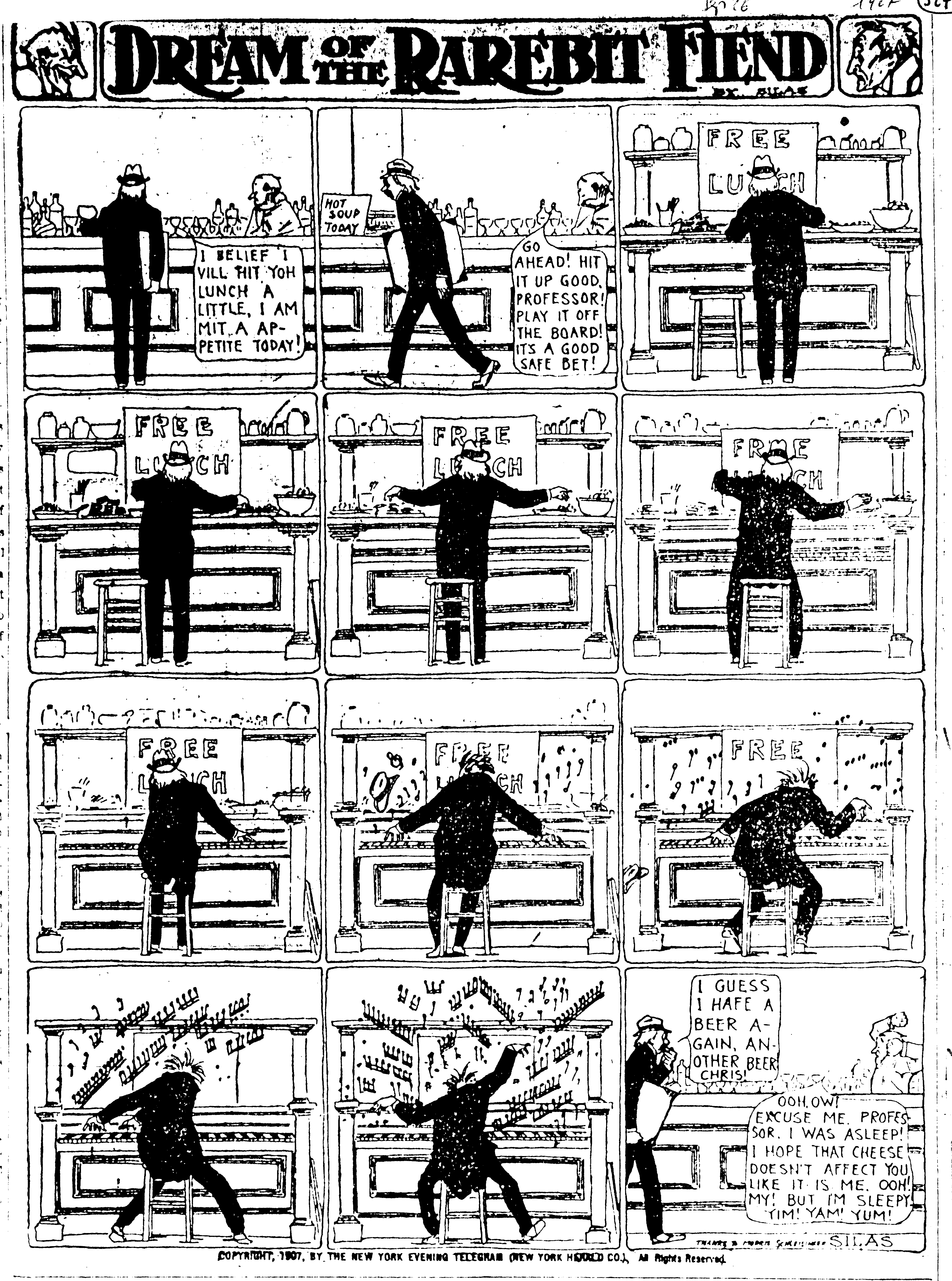 Dream of the Rarebit Fiend, strip 327 of 820. Winsor McCay (1904–1913), public domain. Scan: Internet Archive.