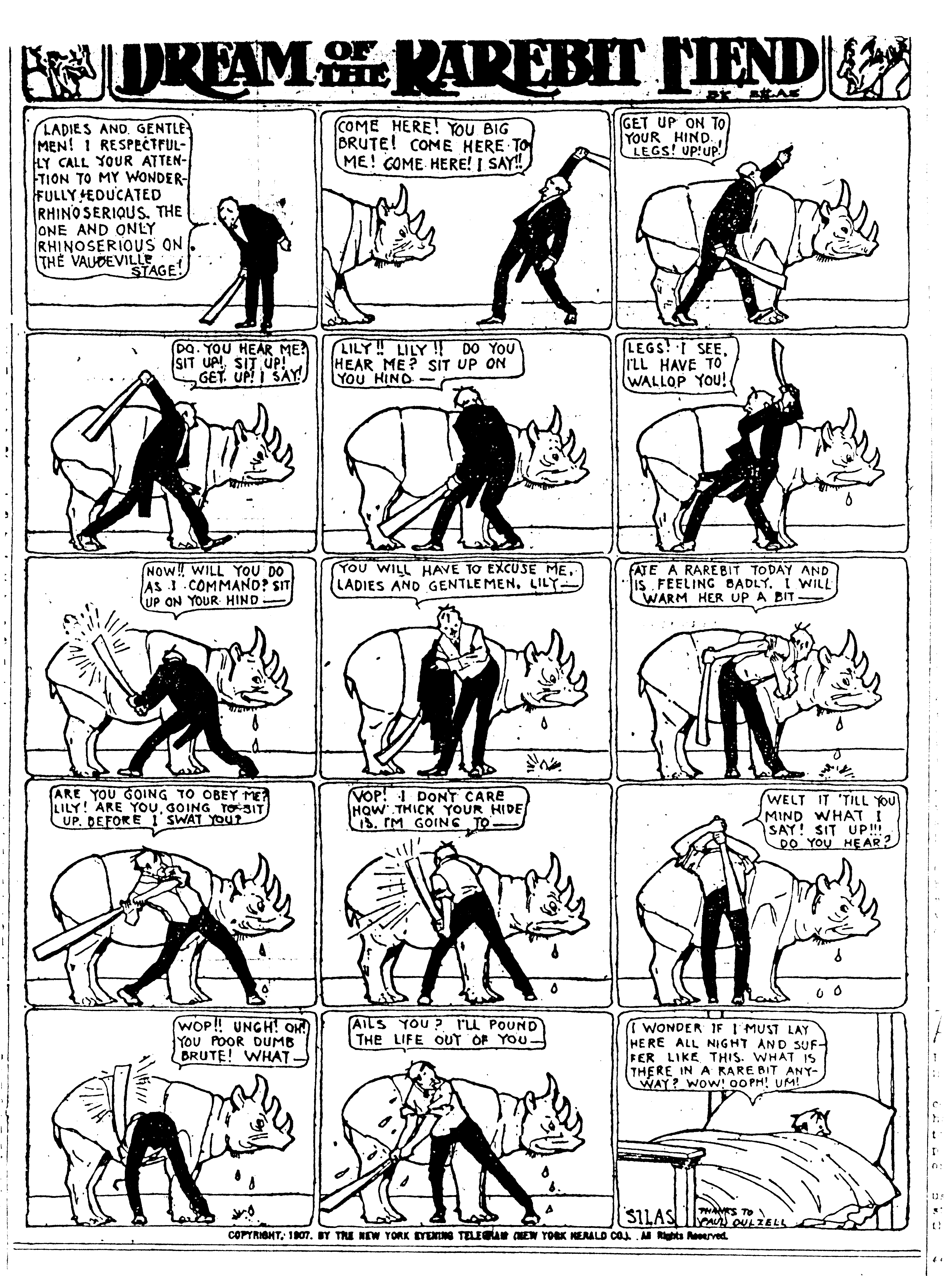Dream of the Rarebit Fiend, strip 329 of 820. Winsor McCay (1904–1913), public domain. Scan: Internet Archive.