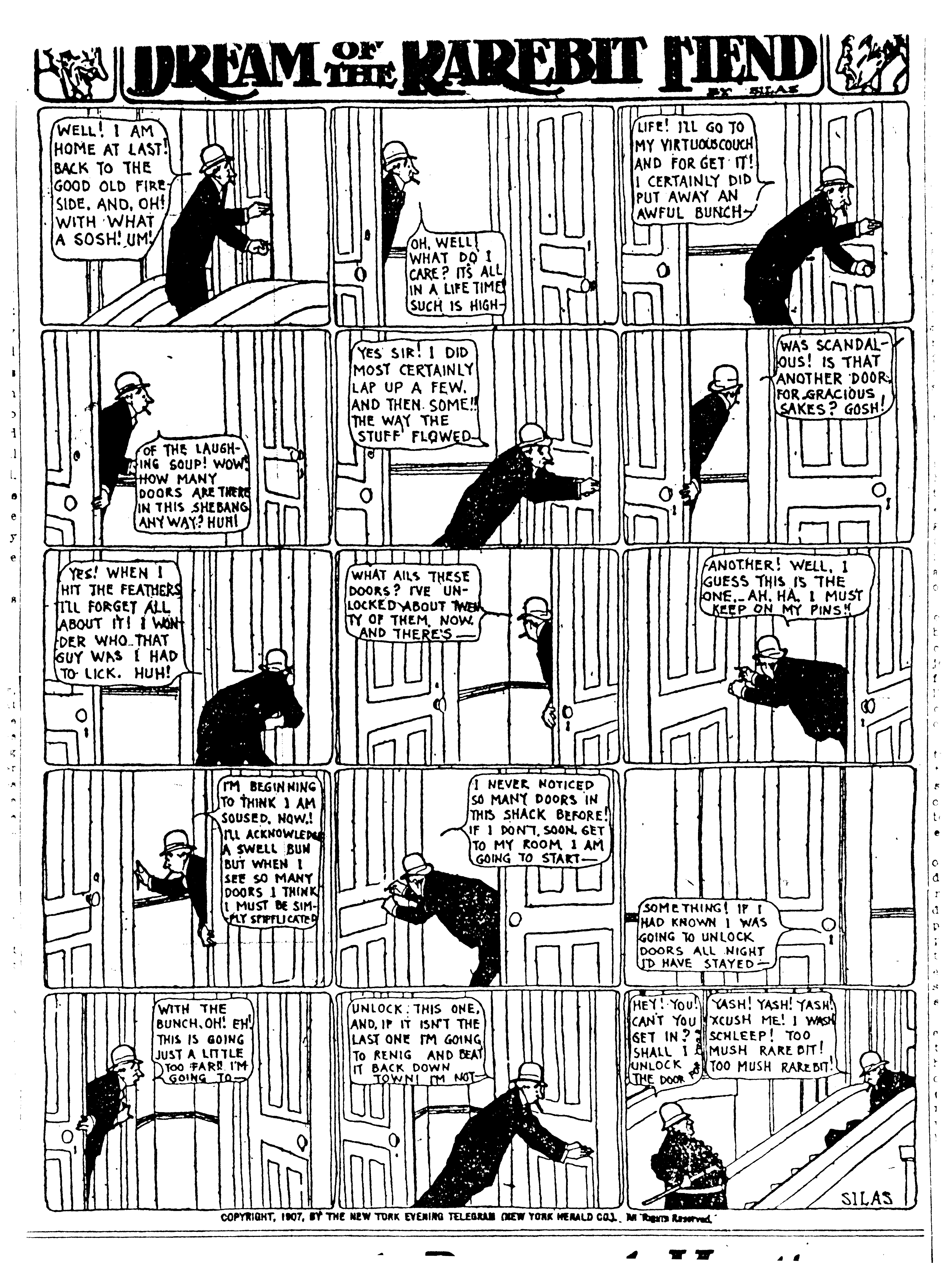 Dream of the Rarebit Fiend, strip 331 of 820. Winsor McCay (1904–1913), public domain. Scan: Internet Archive.
