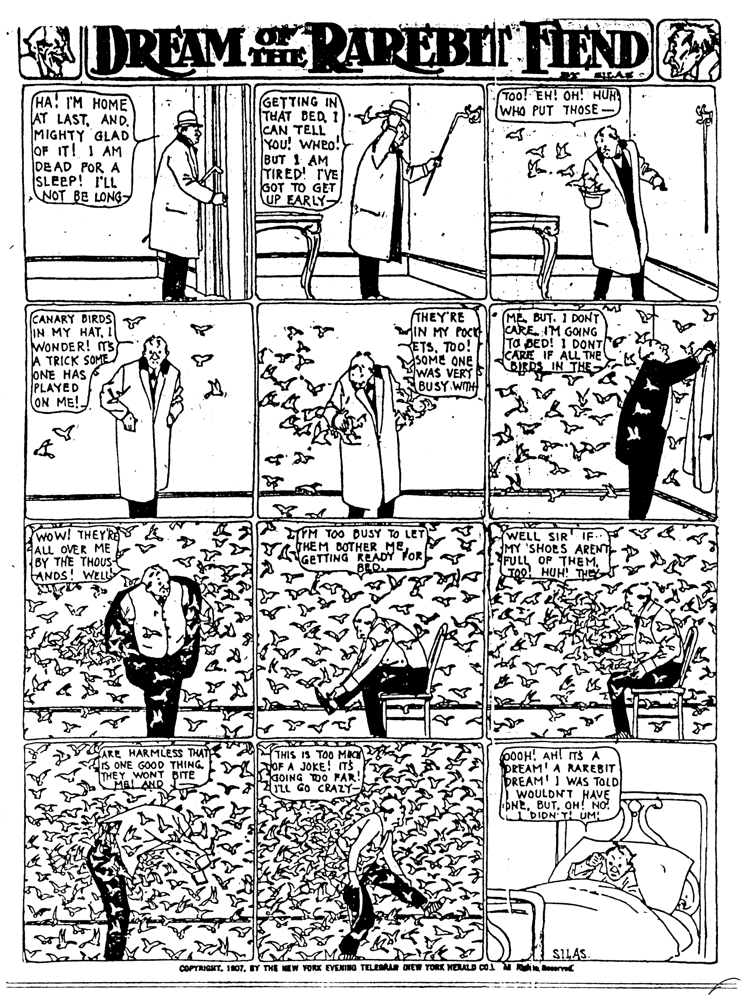Dream of the Rarebit Fiend, strip 333 of 820. Winsor McCay (1904–1913), public domain. Scan: Internet Archive.