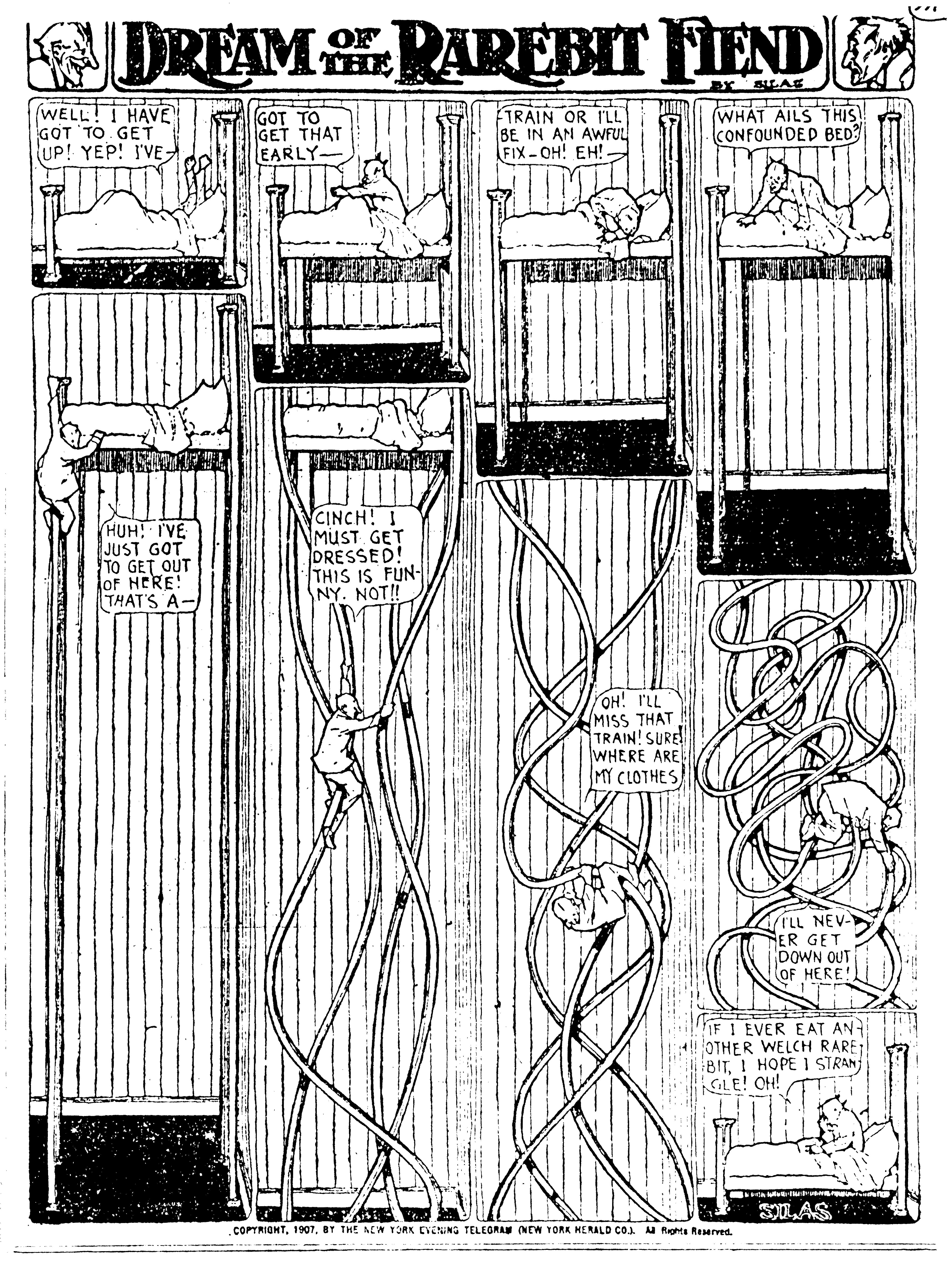 Dream of the Rarebit Fiend, strip 337 of 820. Winsor McCay (1904–1913), public domain. Scan: Internet Archive.