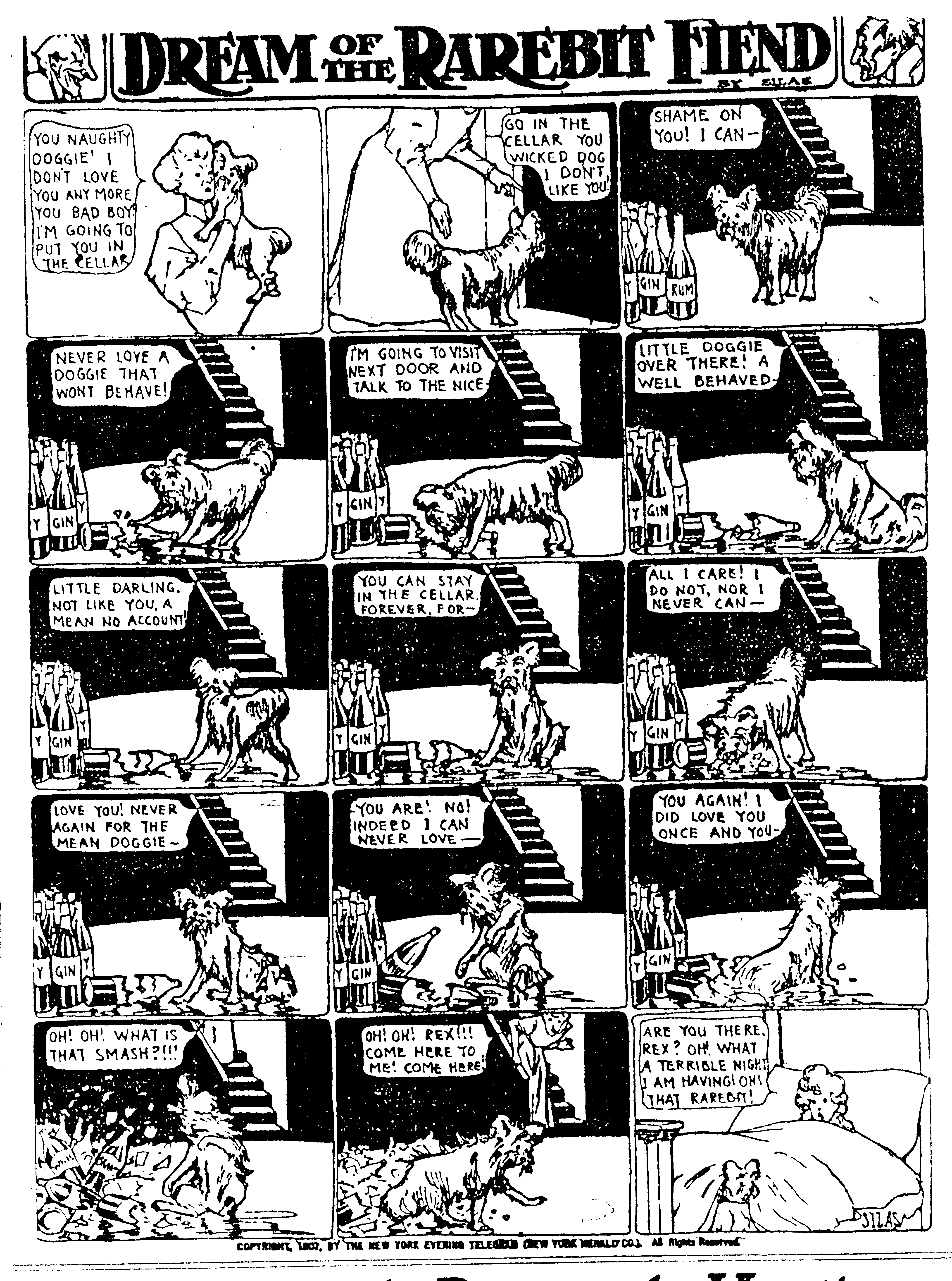 Dream of the Rarebit Fiend, strip 339 of 820. Winsor McCay (1904–1913), public domain. Scan: Internet Archive.