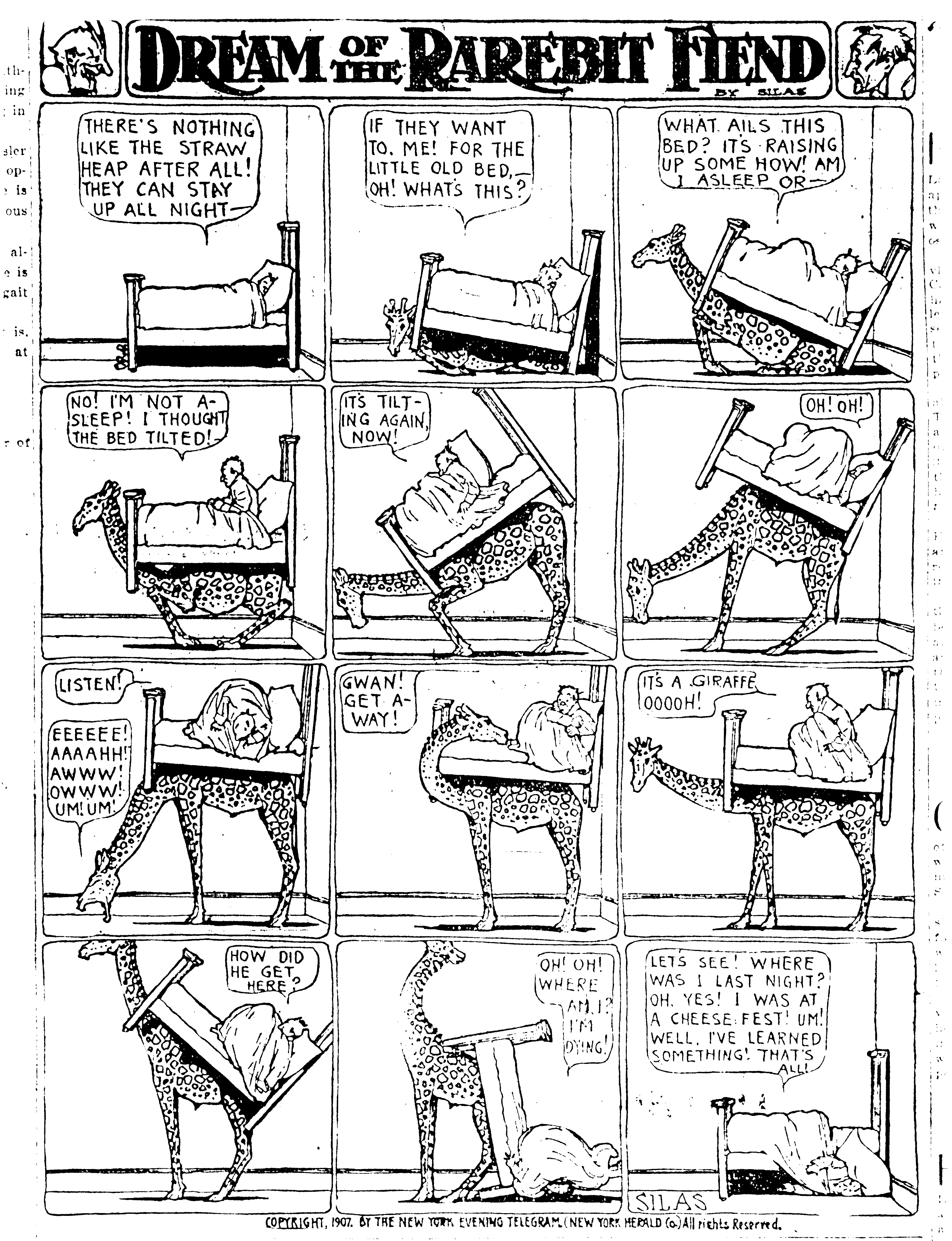 Dream of the Rarebit Fiend, strip 341 of 820. Winsor McCay (1904–1913), public domain. Scan: Internet Archive.