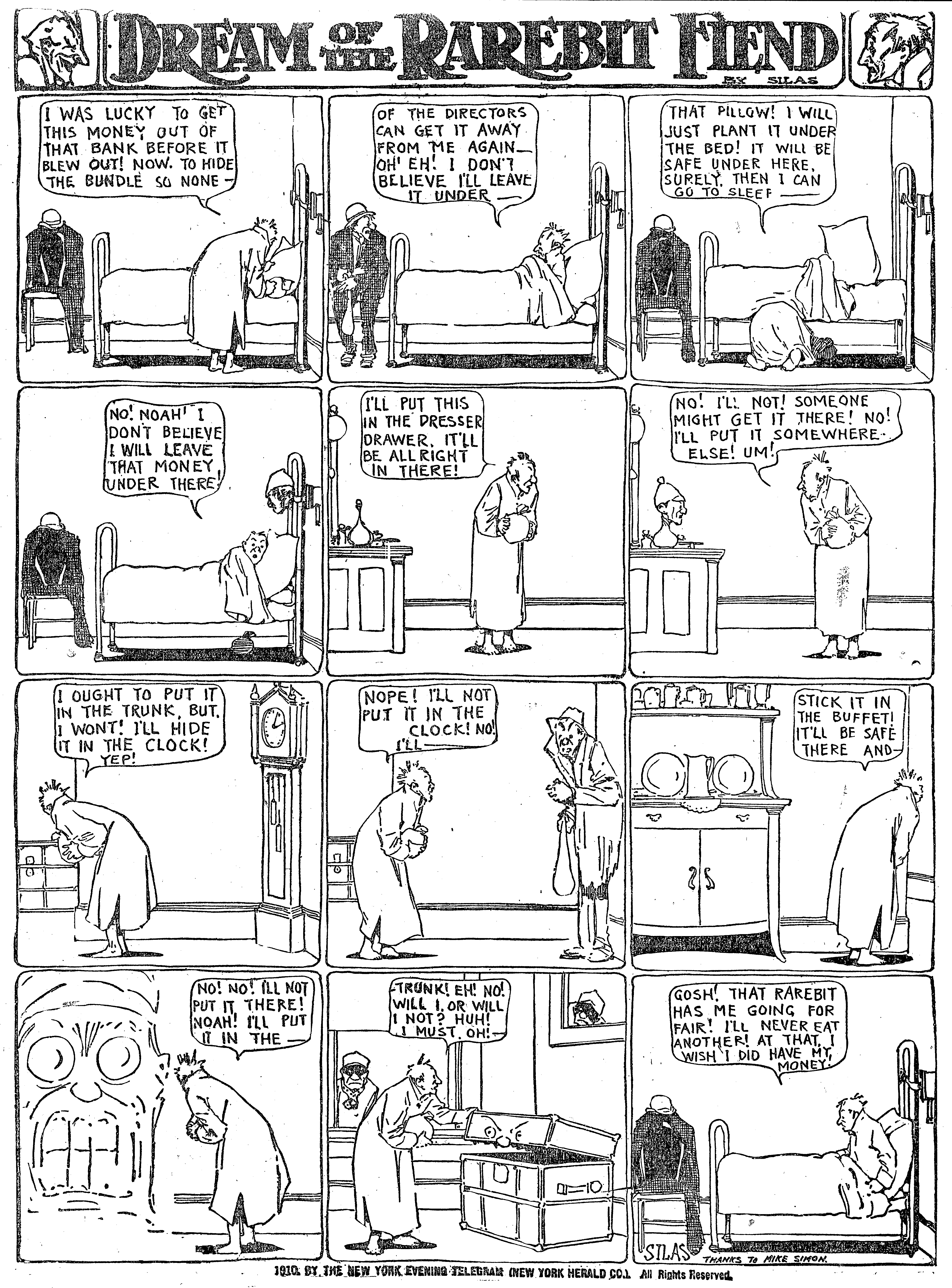 Dream of the Rarebit Fiend, strip 343 of 820. Winsor McCay (1904–1913), public domain. Scan: Internet Archive.