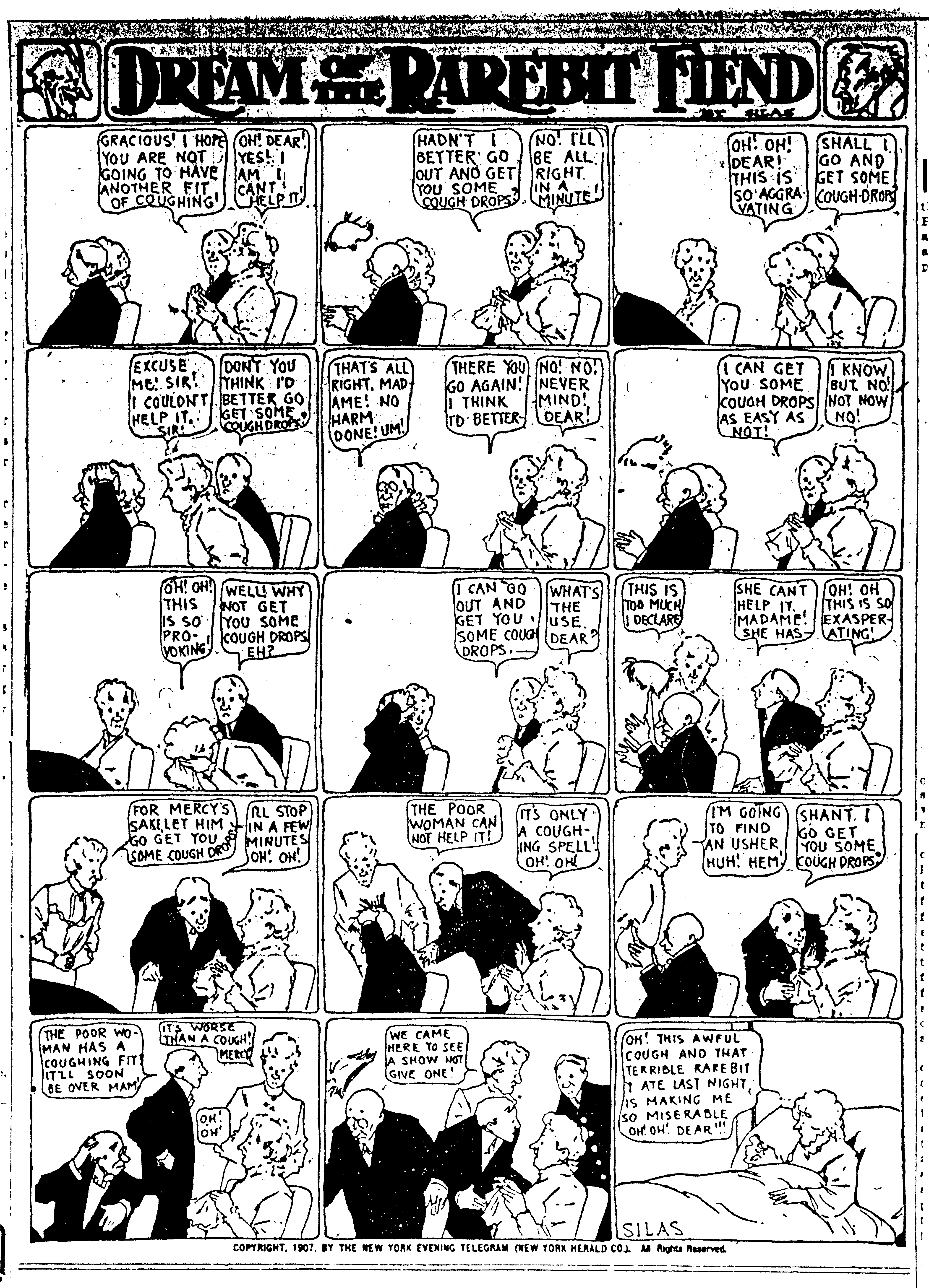 Dream of the Rarebit Fiend, strip 345 of 820. Winsor McCay (1904–1913), public domain. Scan: Internet Archive.