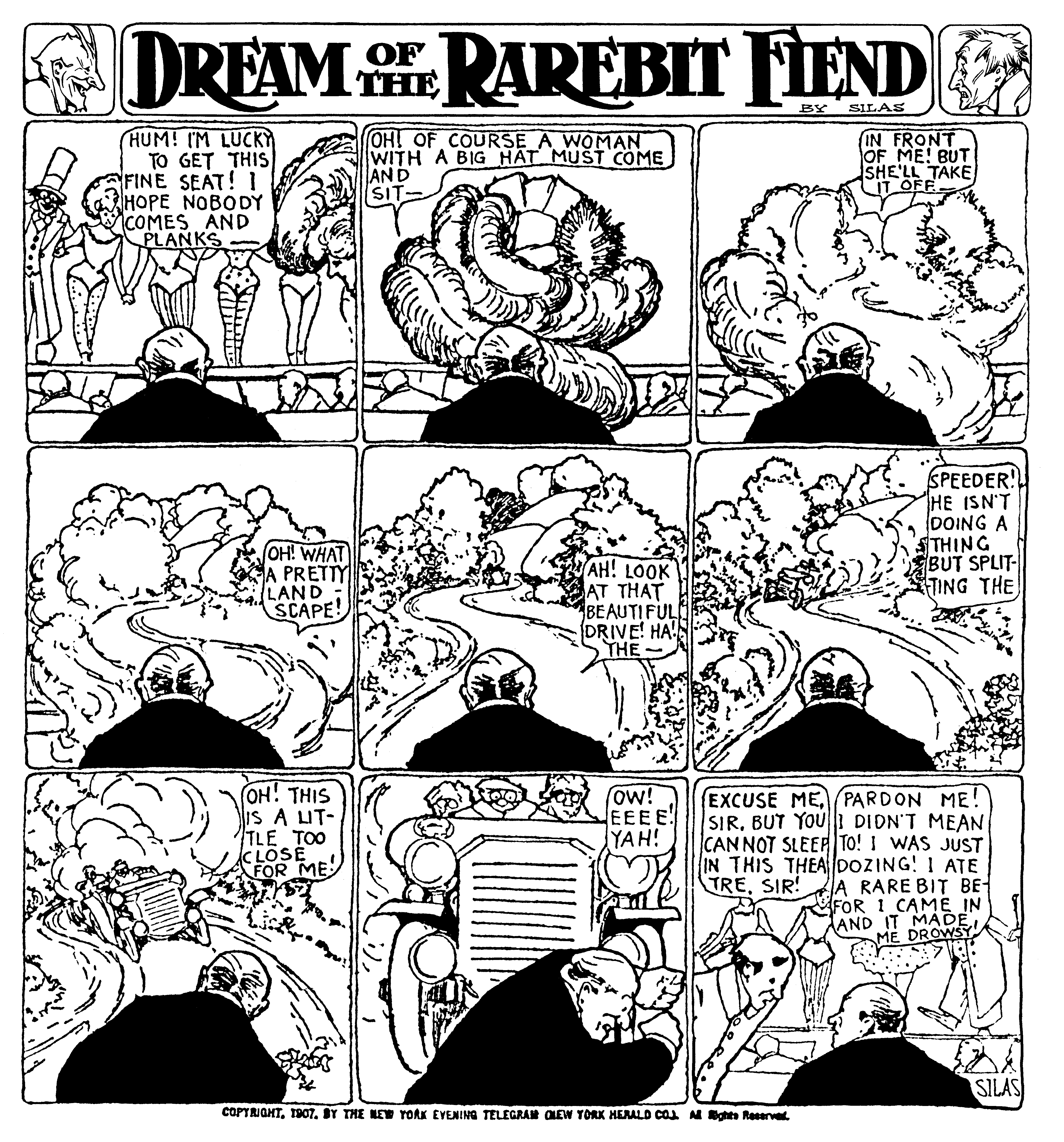 Dream of the Rarebit Fiend, strip 347 of 820. Winsor McCay (1904–1913), public domain. Scan: Internet Archive.