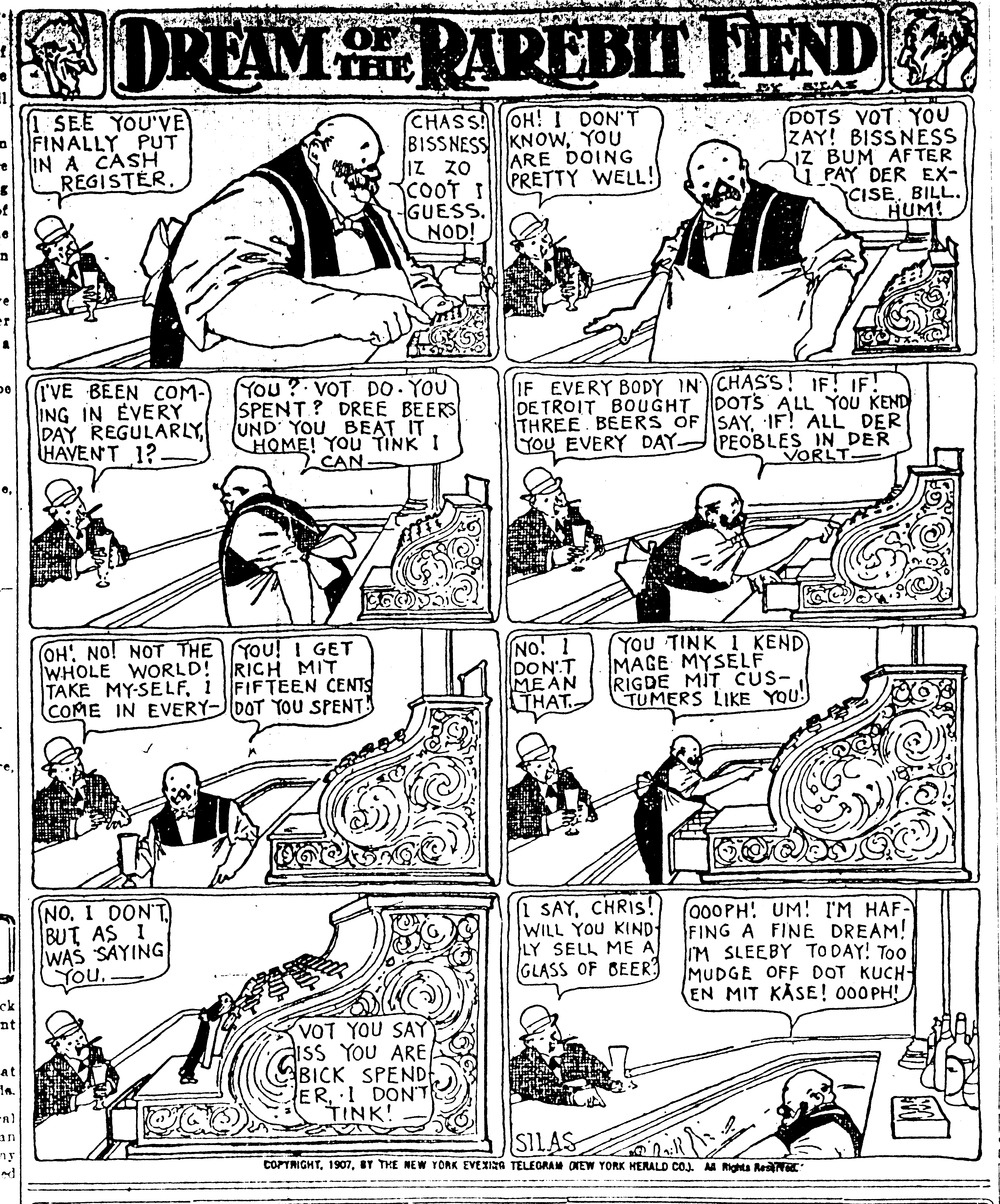 Dream of the Rarebit Fiend, strip 361 of 820. Winsor McCay (1904–1913), public domain. Scan: Internet Archive.