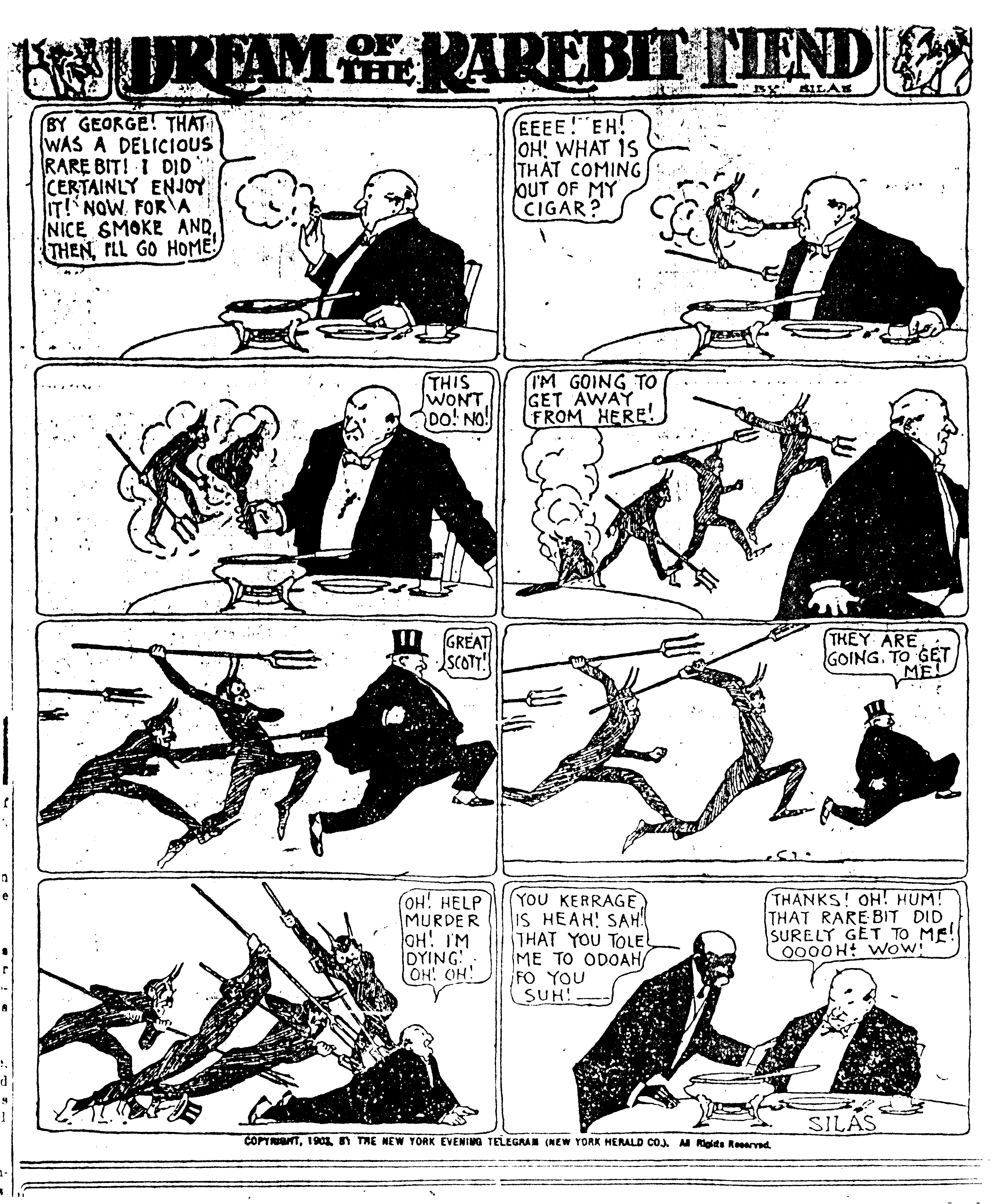 Dream of the Rarebit Fiend, strip 365 of 820. Winsor McCay (1904–1913), public domain. Scan: Internet Archive.