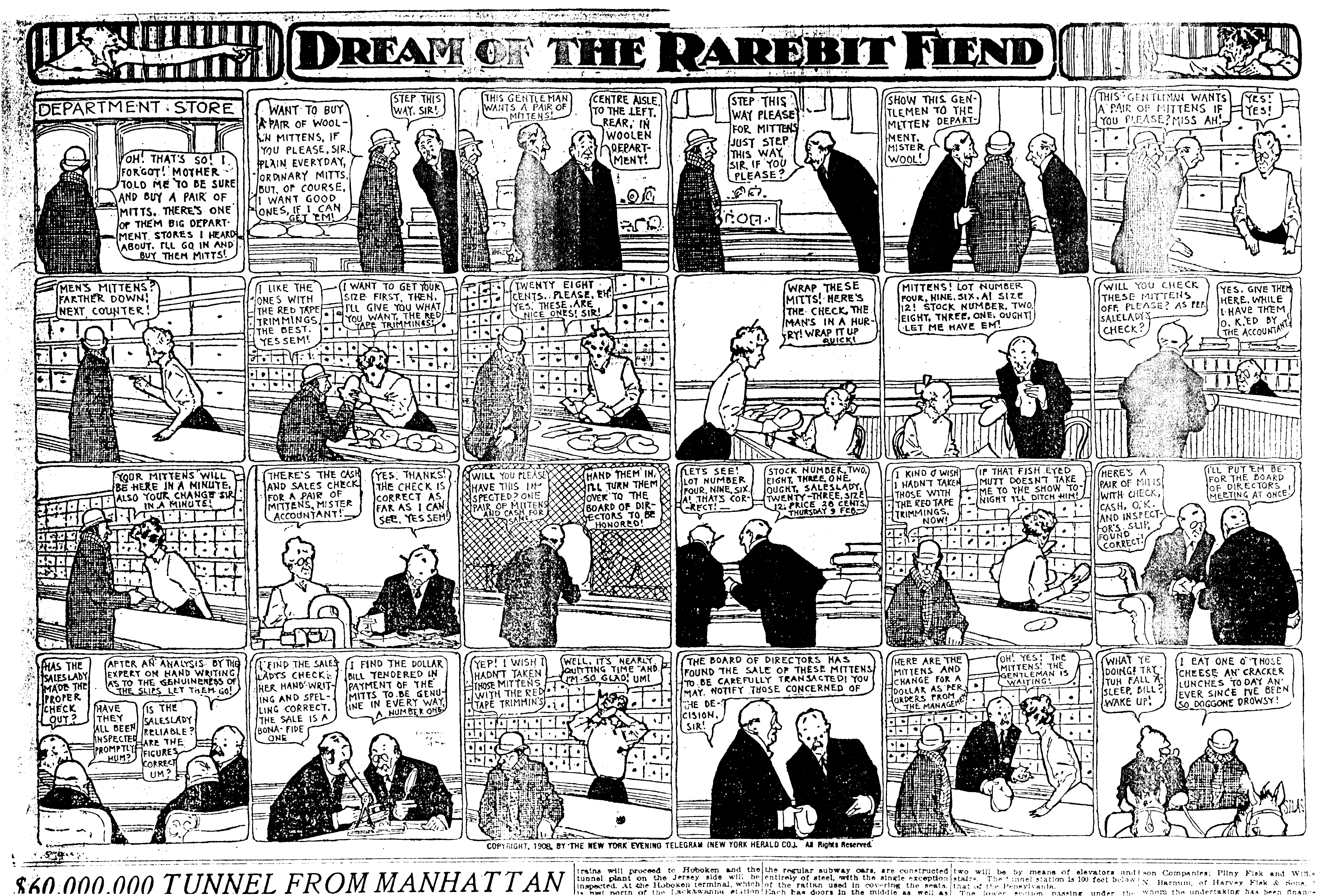 Dream of the Rarebit Fiend, strip 366 of 820. Winsor McCay (1904–1913), public domain. Scan: Internet Archive.