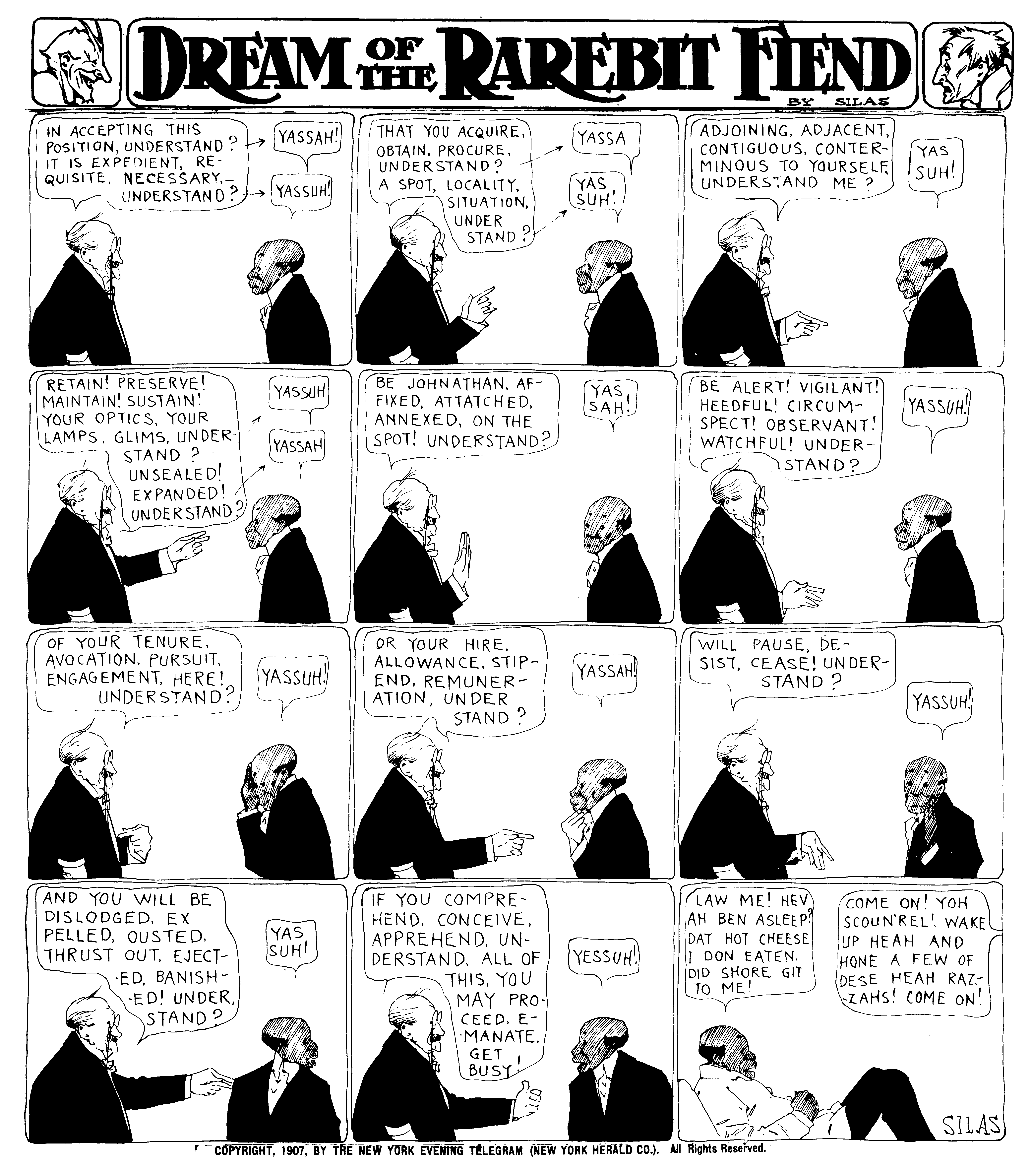 Dream of the Rarebit Fiend, strip 353 of 820. Winsor McCay (1904–1913), public domain. Scan: Internet Archive.