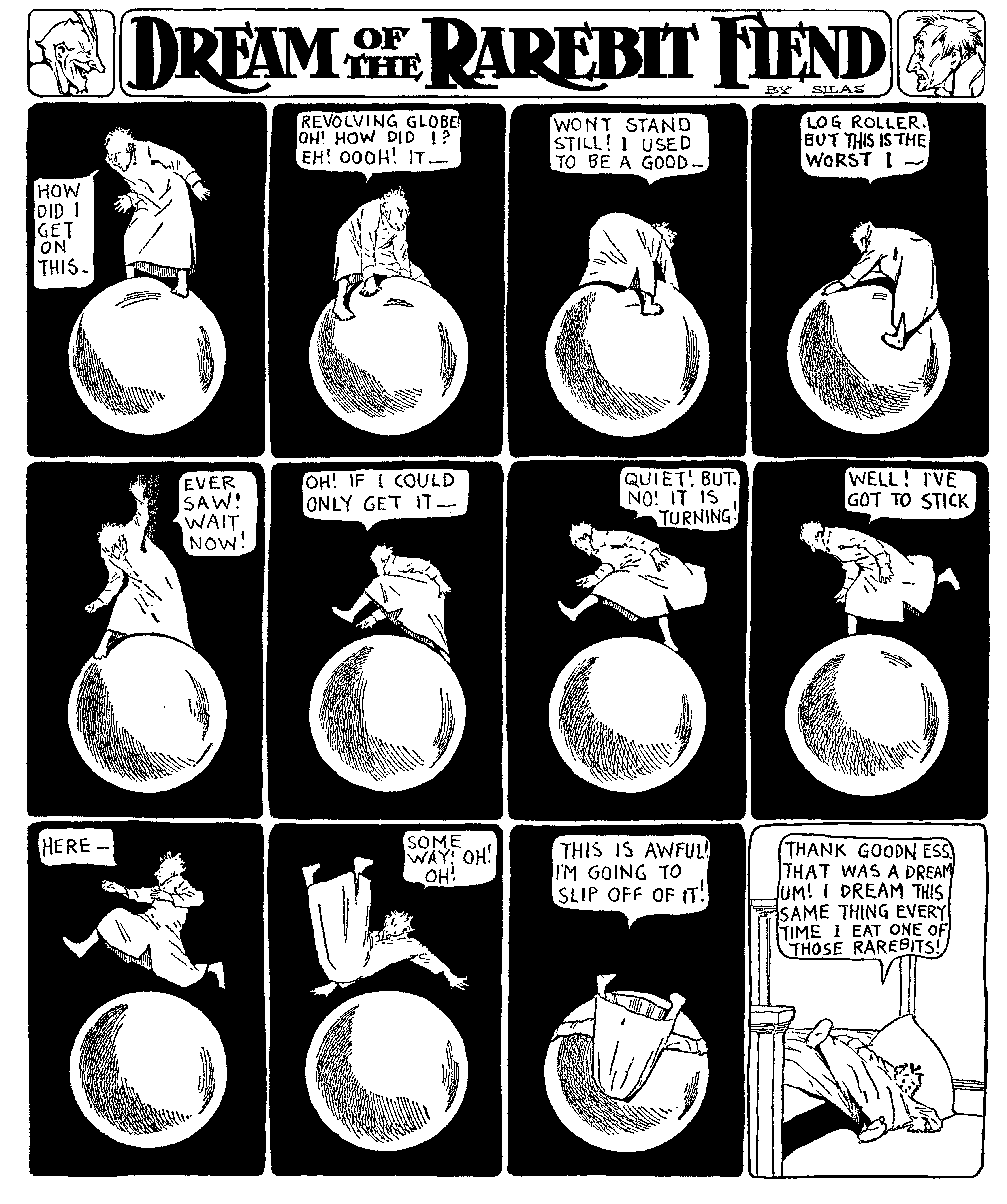 Dream of the Rarebit Fiend, strip 371 of 820. Winsor McCay (1904–1913), public domain. Scan: Internet Archive.