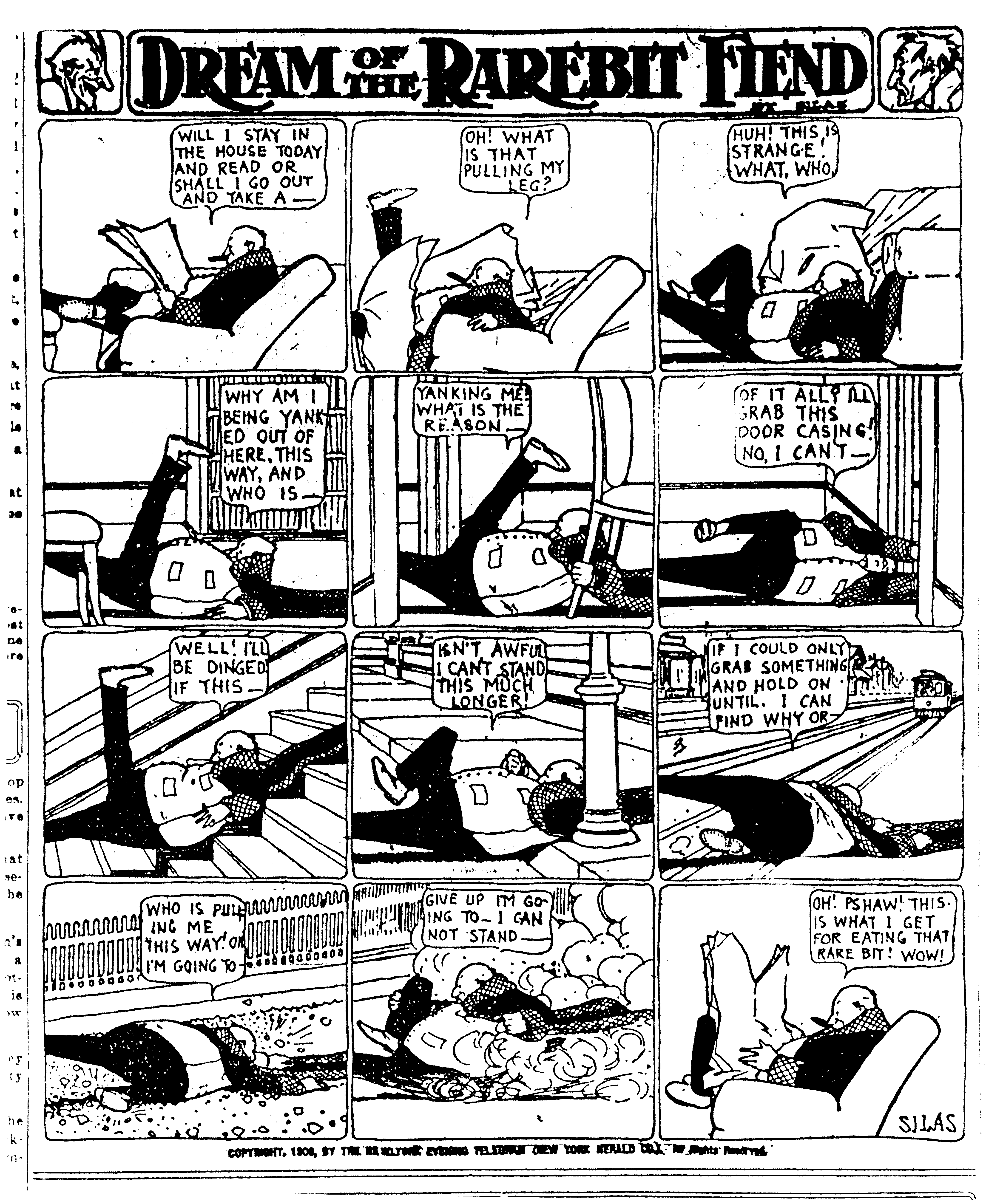 Dream of the Rarebit Fiend, strip 373 of 820. Winsor McCay (1904–1913), public domain. Scan: Internet Archive.