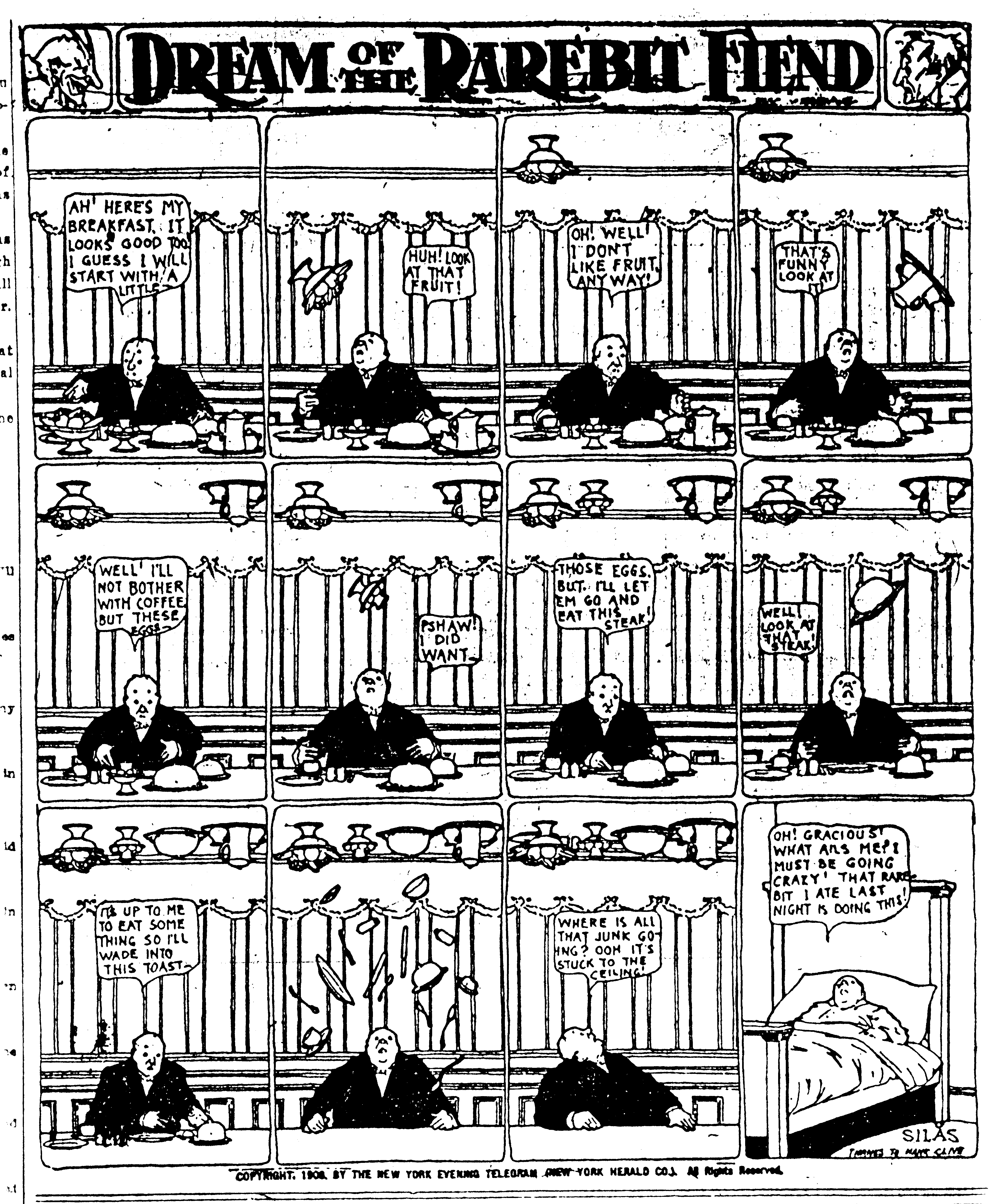 Dream of the Rarebit Fiend, strip 375 of 820. Winsor McCay (1904–1913), public domain. Scan: Internet Archive.
