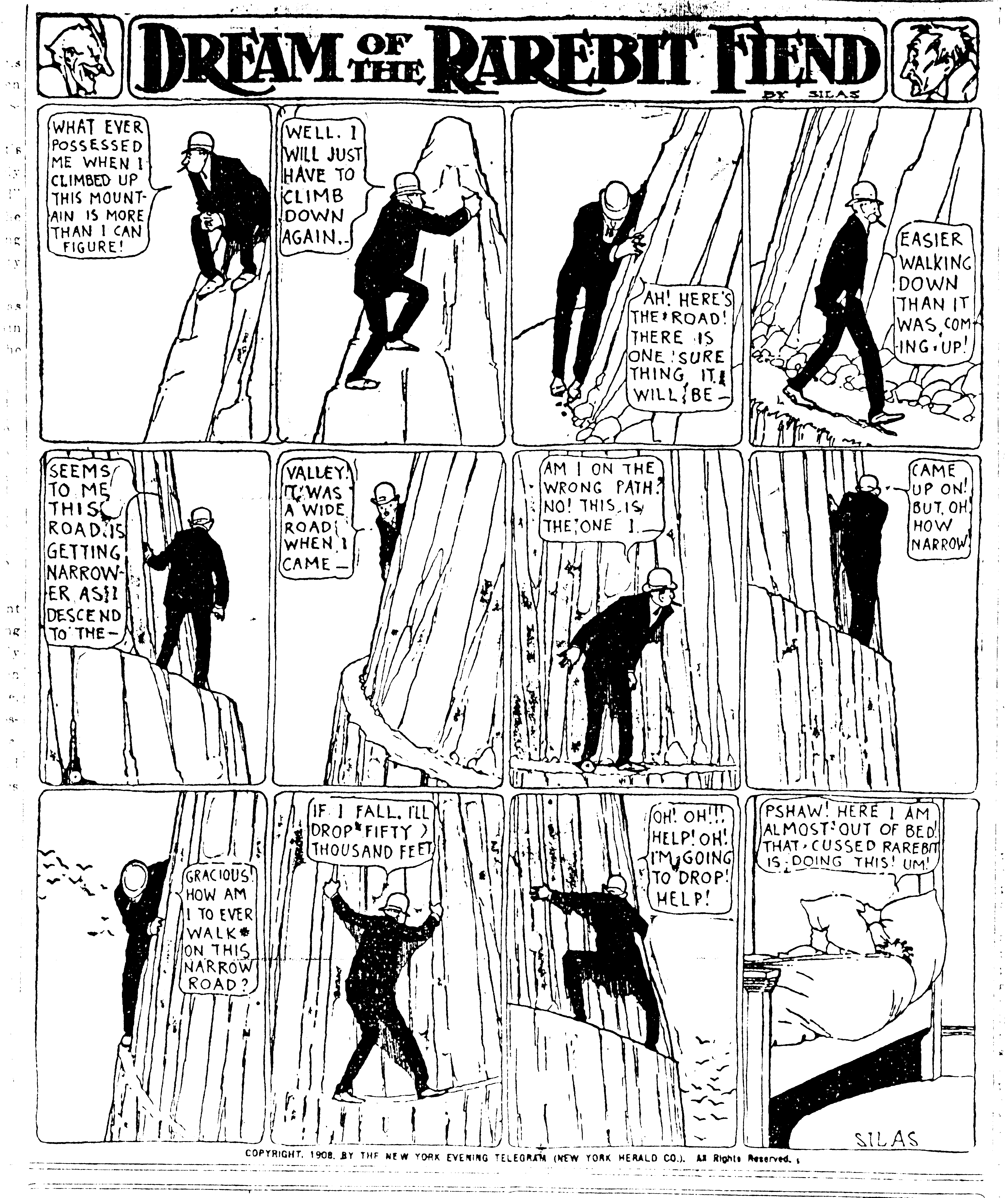 Dream of the Rarebit Fiend, strip 379 of 820. Winsor McCay (1904–1913), public domain. Scan: Internet Archive.