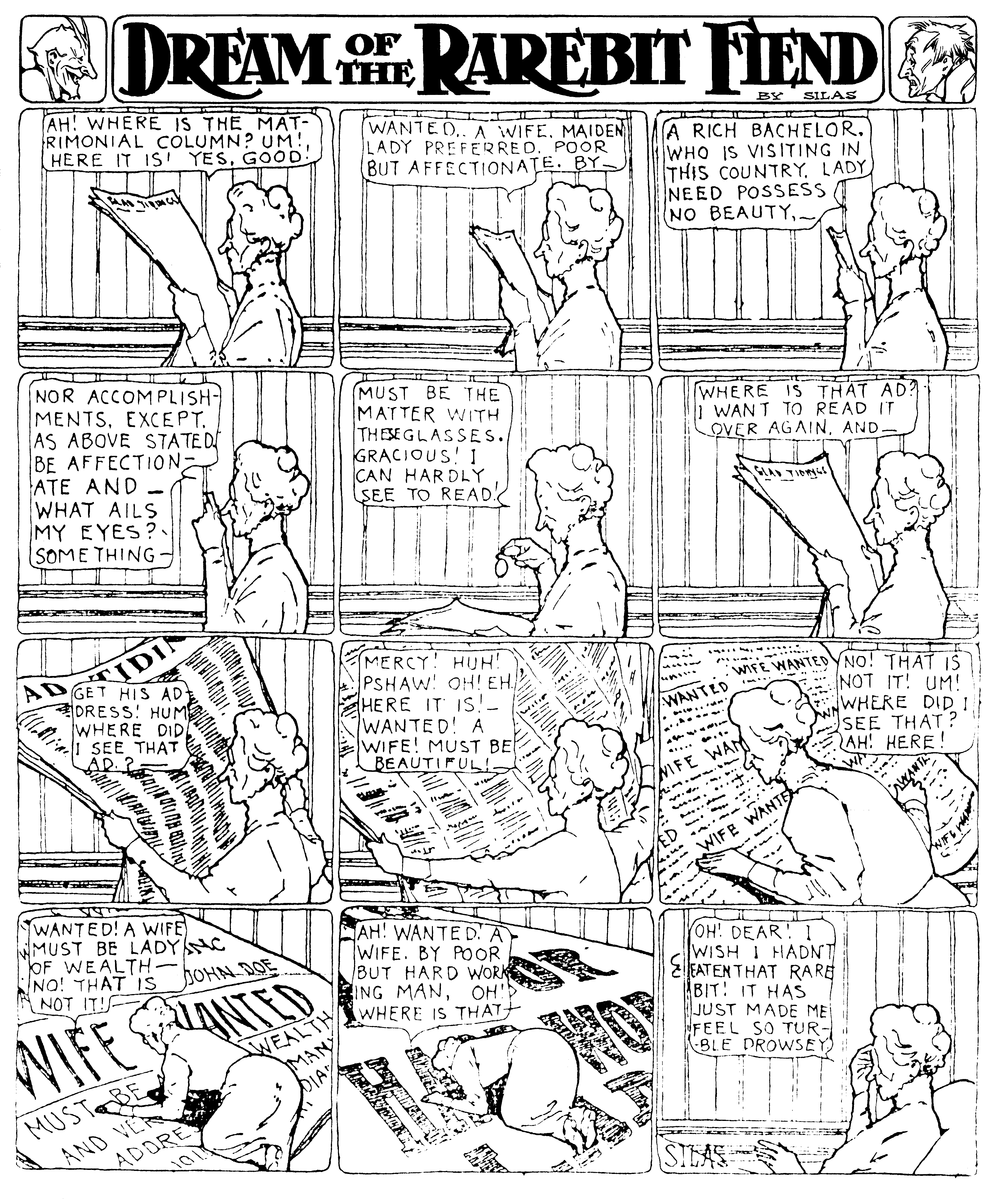 Dream of the Rarebit Fiend, strip 381 of 820. Winsor McCay (1904–1913), public domain. Scan: Internet Archive.