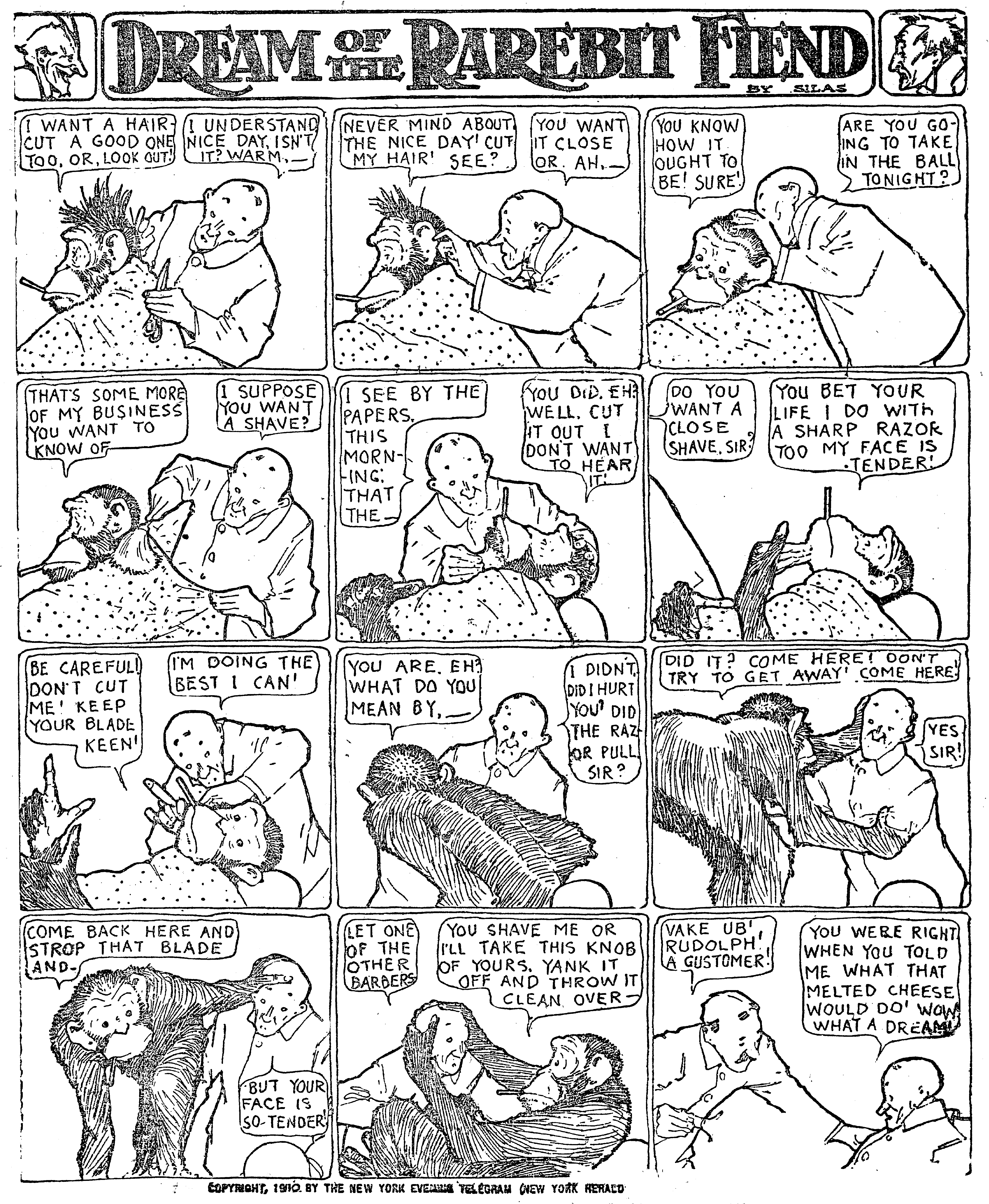Dream of the Rarebit Fiend, strip 383 of 820. Winsor McCay (1904–1913), public domain. Scan: Internet Archive.