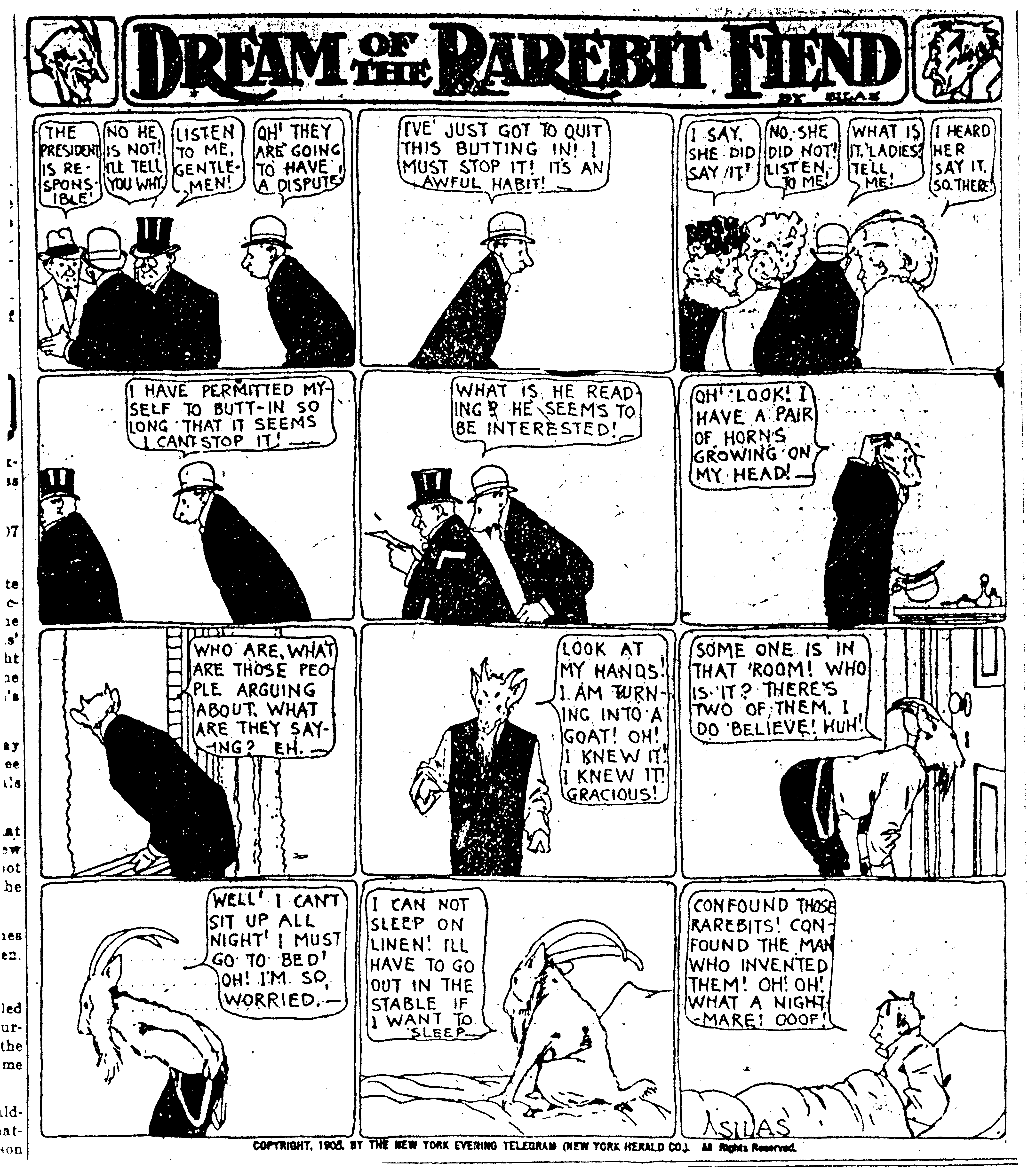 Dream of the Rarebit Fiend, strip 355 of 820. Winsor McCay (1904–1913), public domain. Scan: Internet Archive.