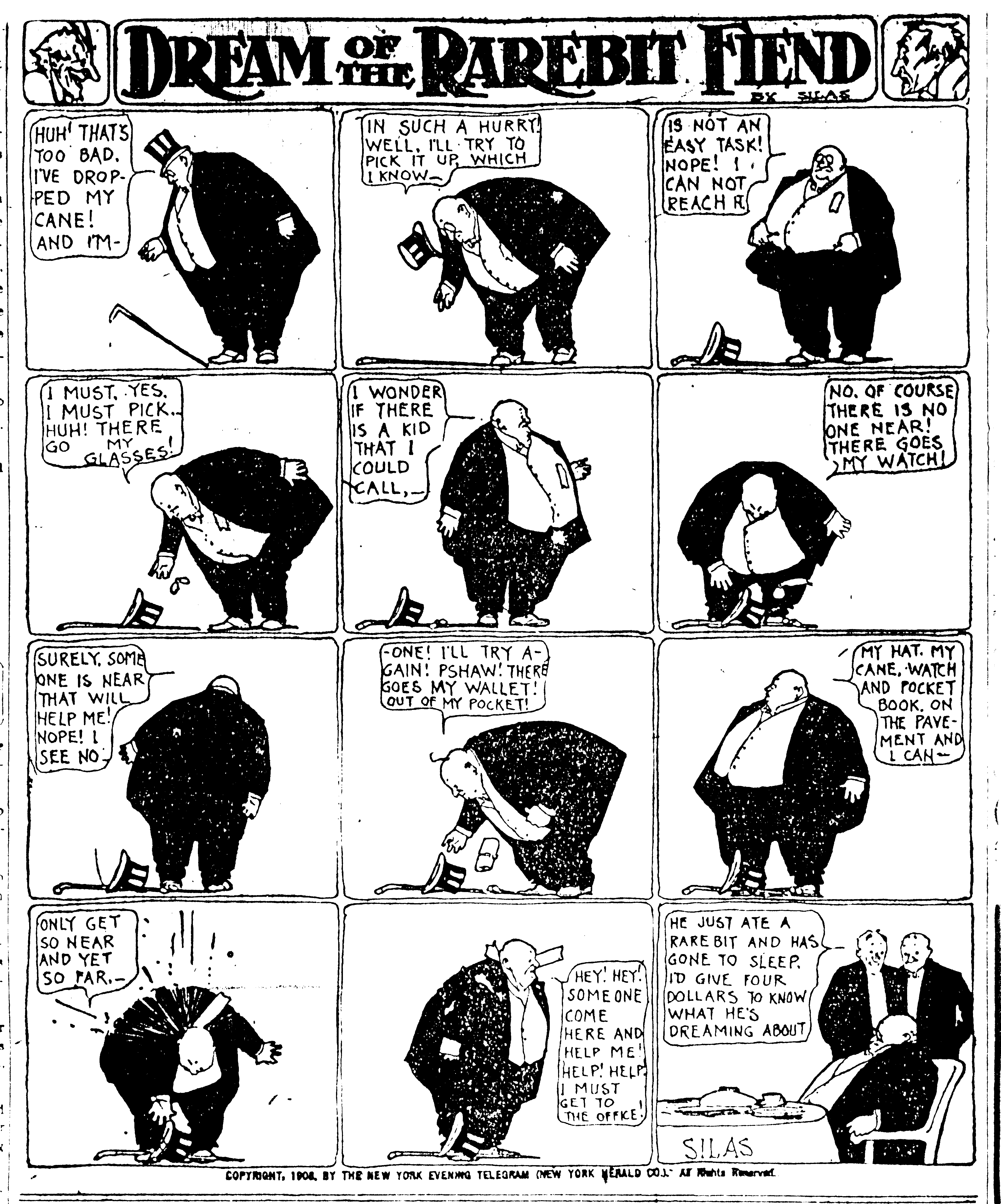 Dream of the Rarebit Fiend, strip 392 of 820. Winsor McCay (1904–1913), public domain. Scan: Internet Archive.
