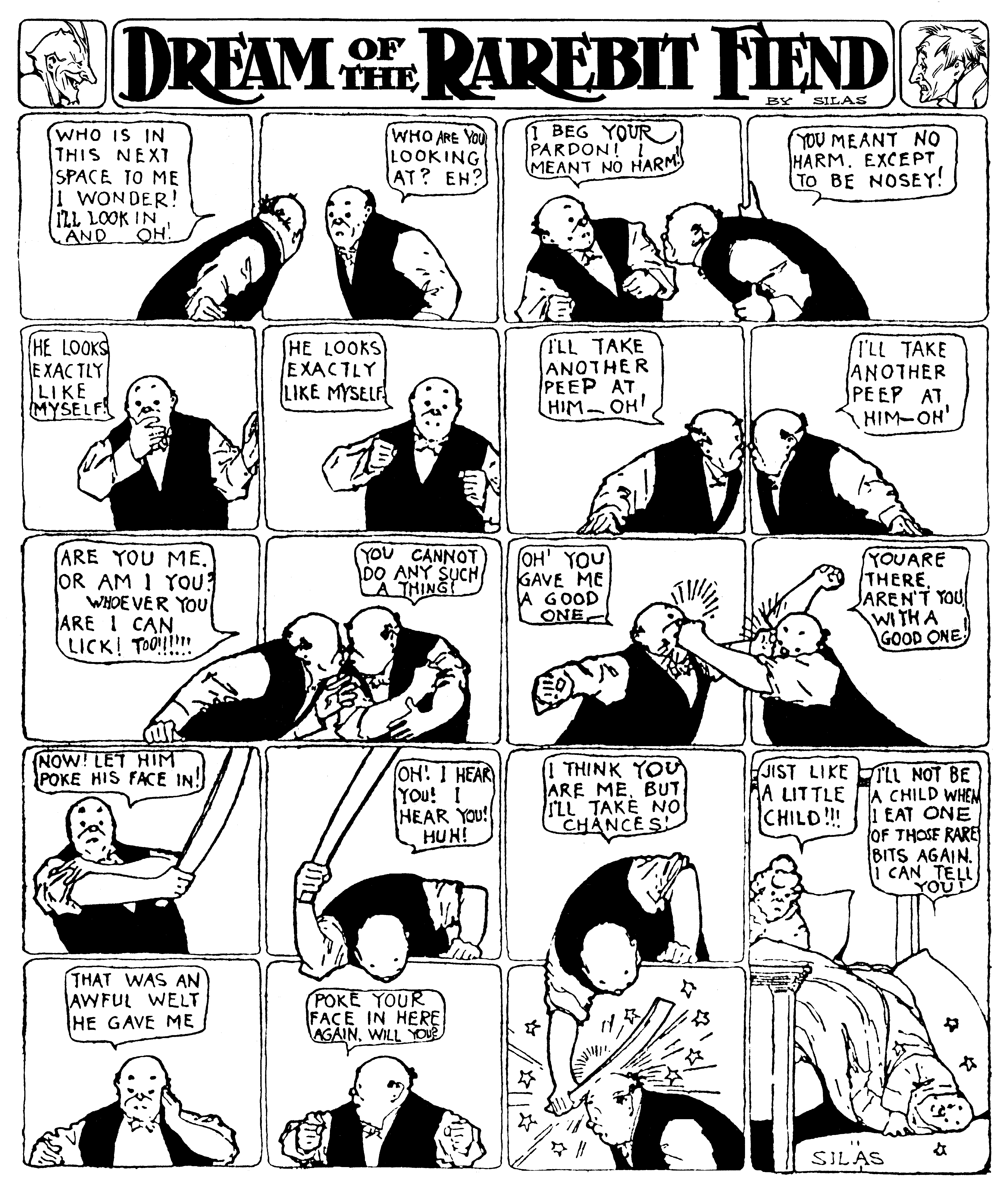 Dream of the Rarebit Fiend, strip 396 of 820. Winsor McCay (1904–1913), public domain. Scan: Internet Archive.