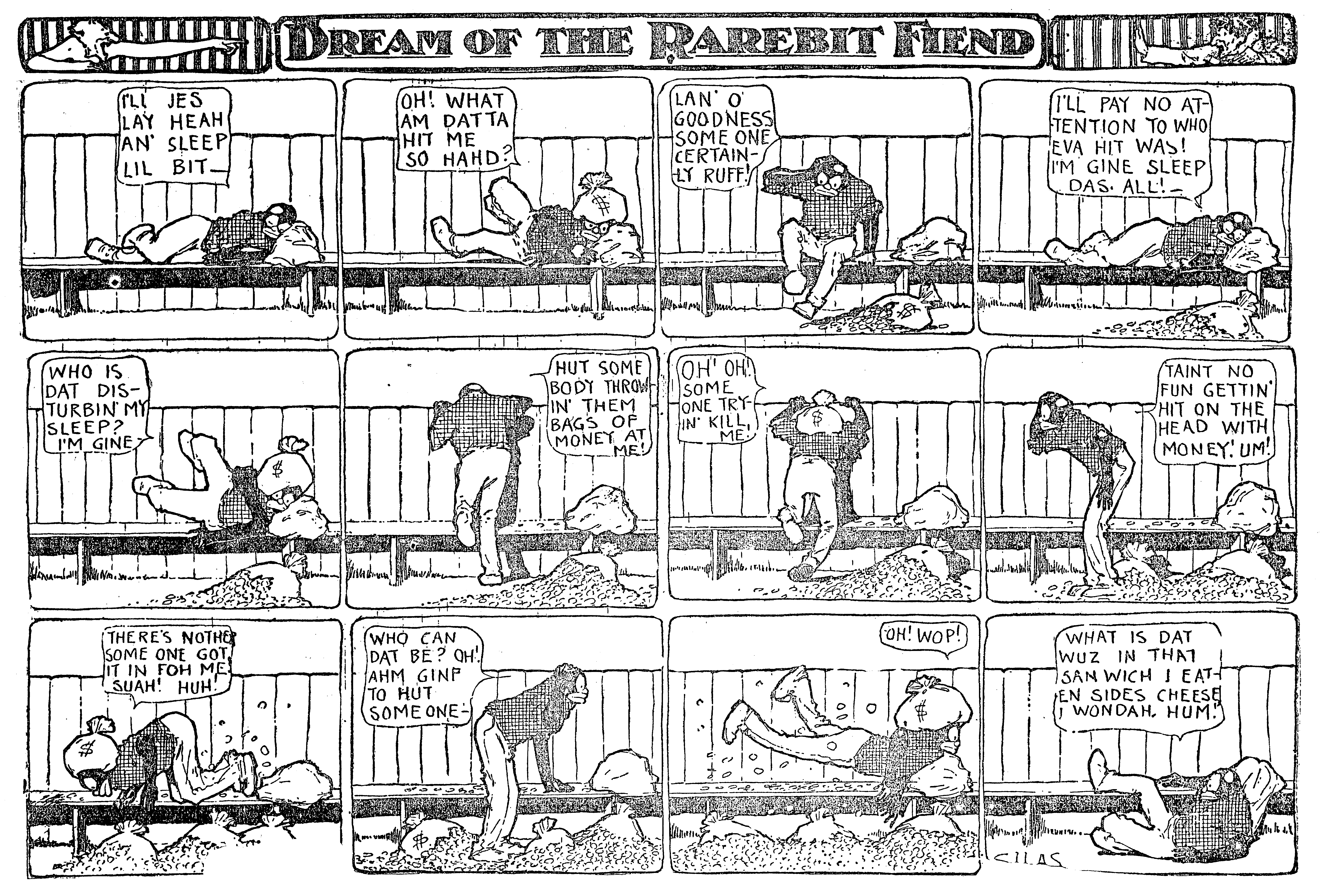 Dream of the Rarebit Fiend, strip 398 of 820. Winsor McCay (1904–1913), public domain. Scan: Internet Archive.